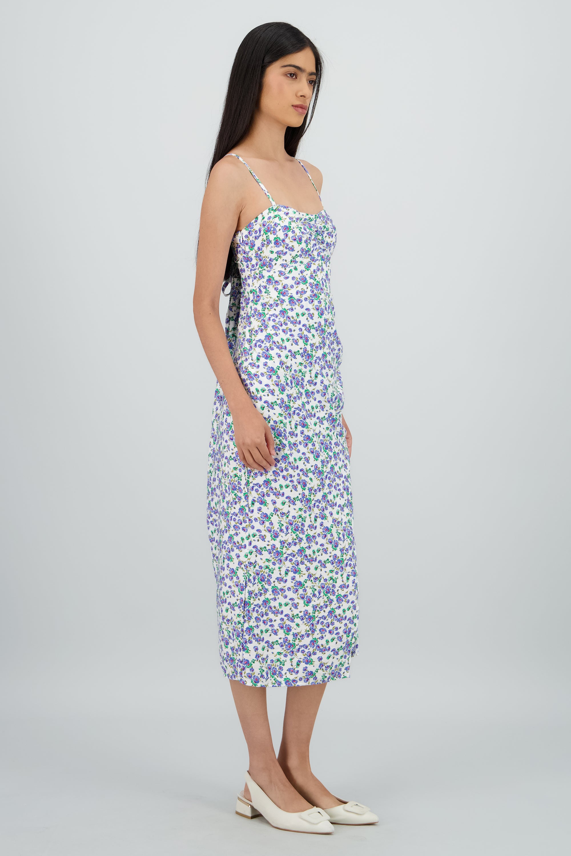 Vestido recto estampado flores AZUL