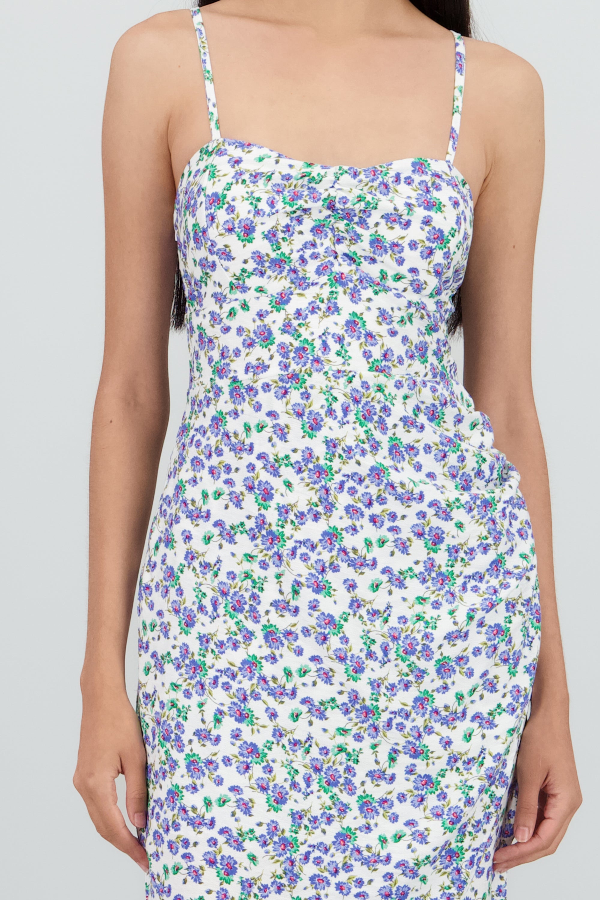 Vestido recto estampado flores AZUL