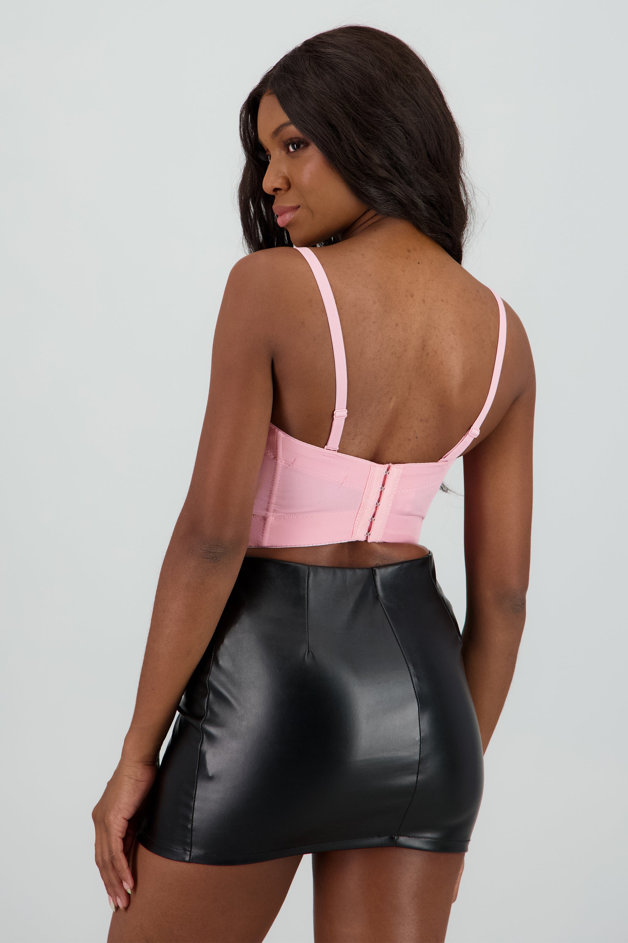 Corset copa plizada tela suave ROSA PASTEL