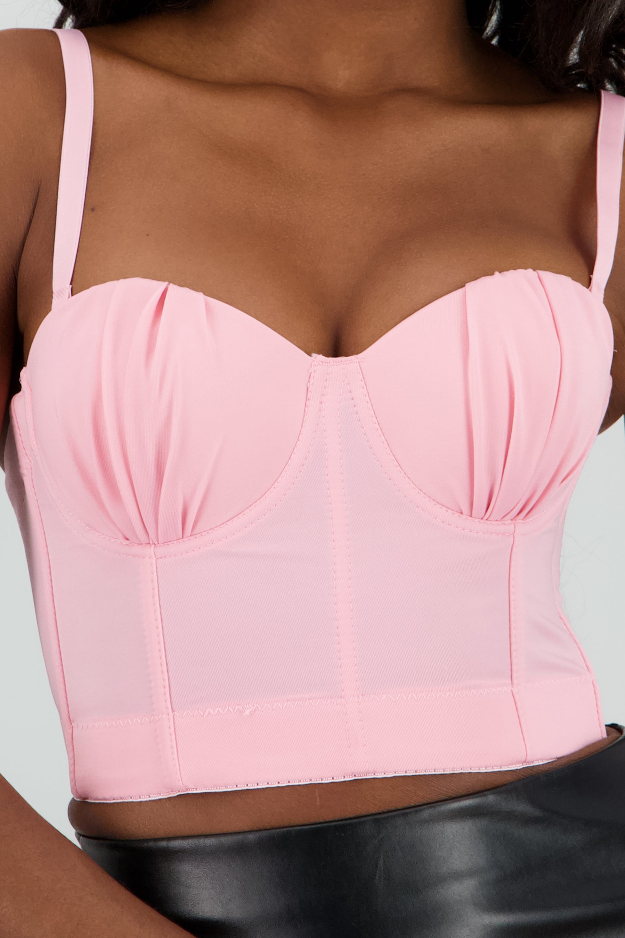 Corset copa plizada tela suave ROSA PASTEL