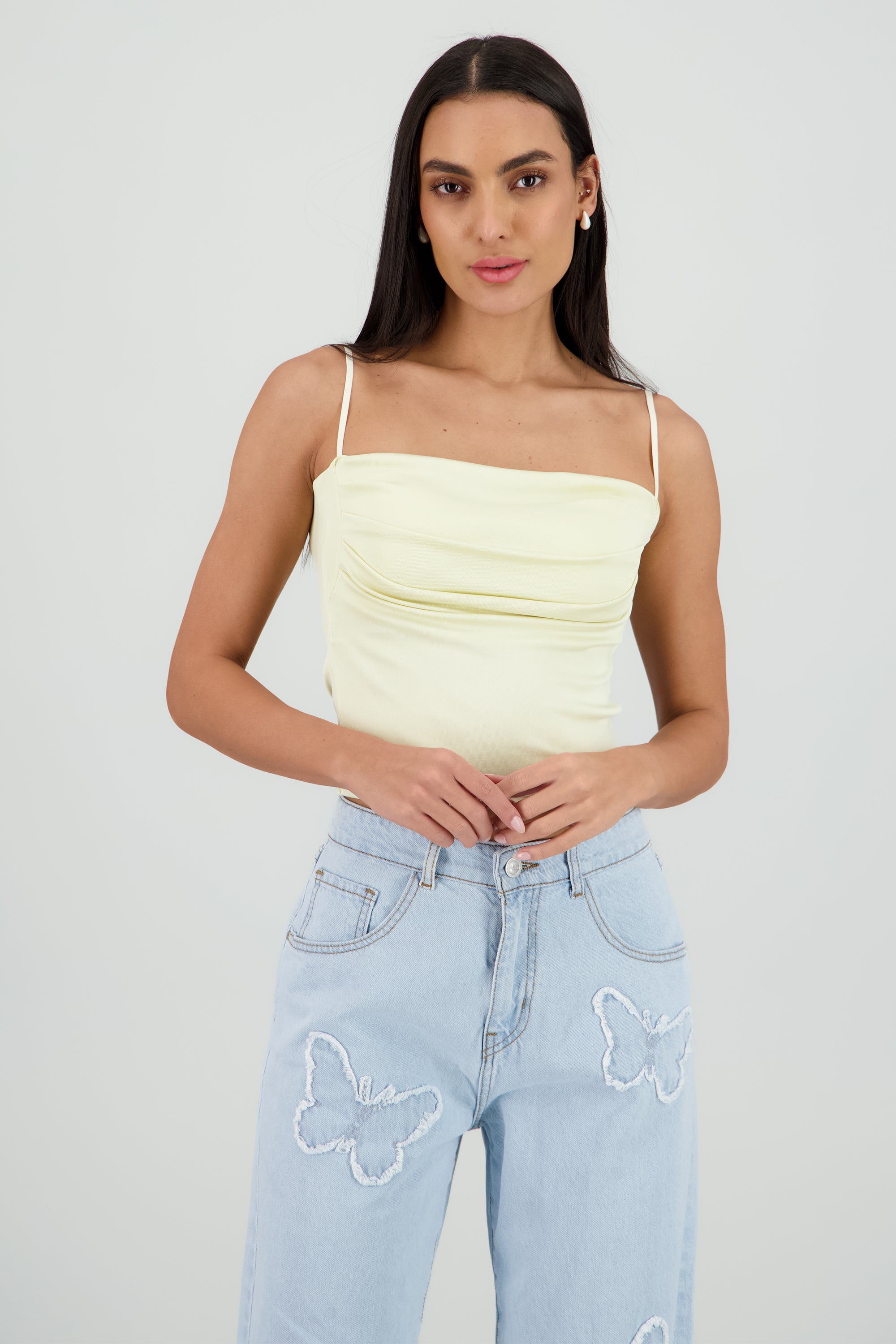 Top con copa pliegues AMARILLO PASTEL