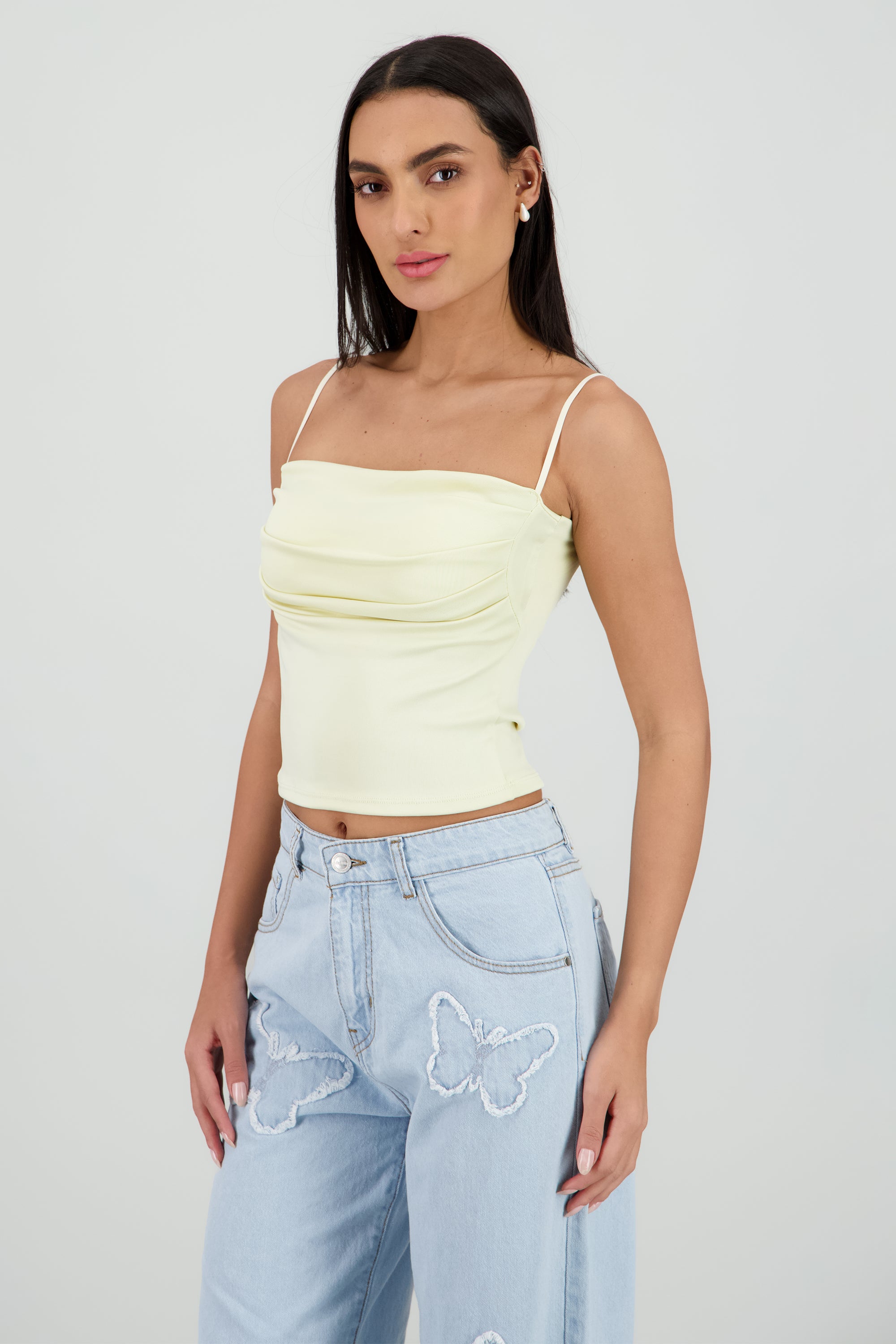 Top con copa pliegues AMARILLO PASTEL