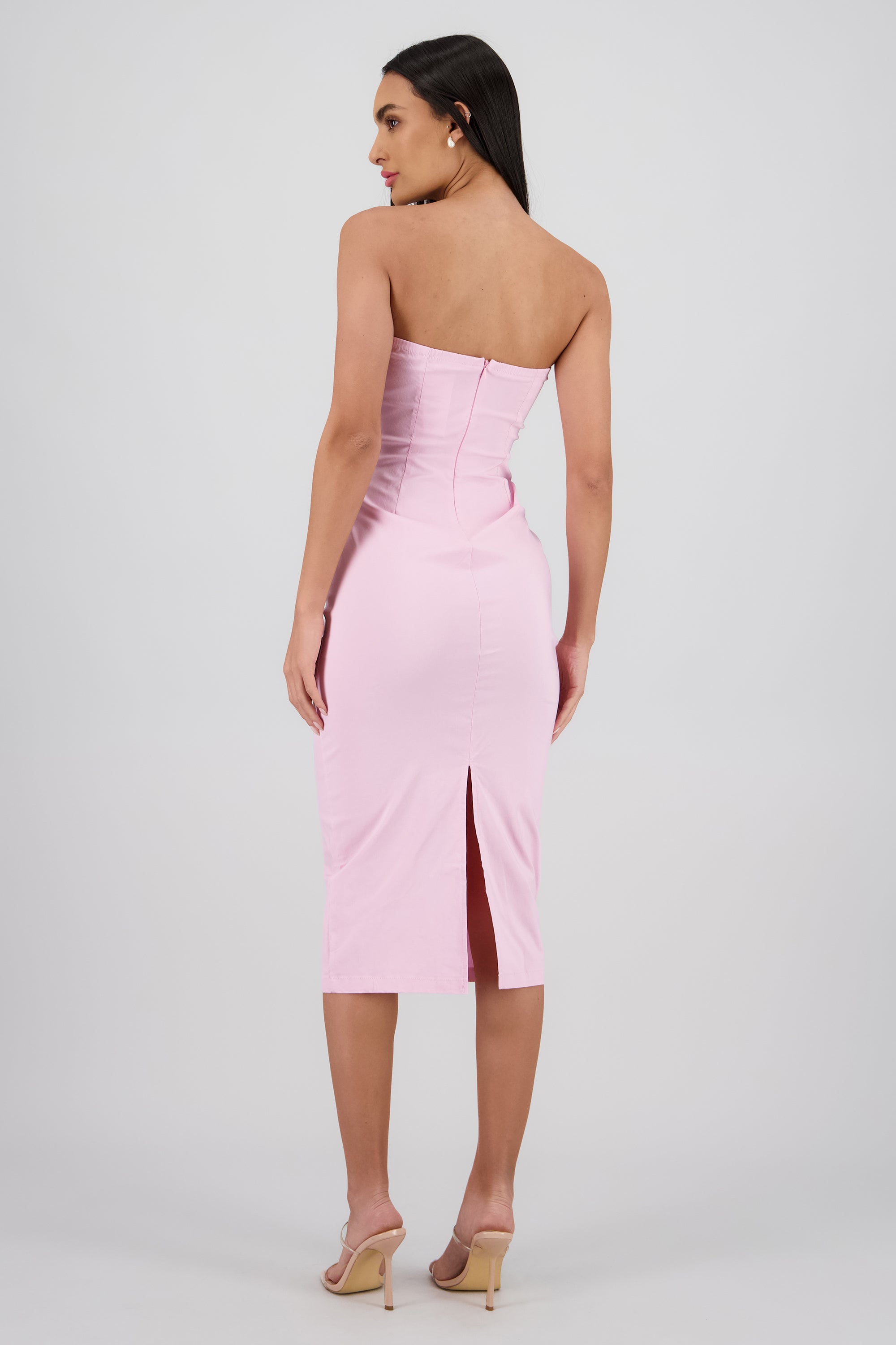 Vestido drapeado tubo ROSA PASTEL