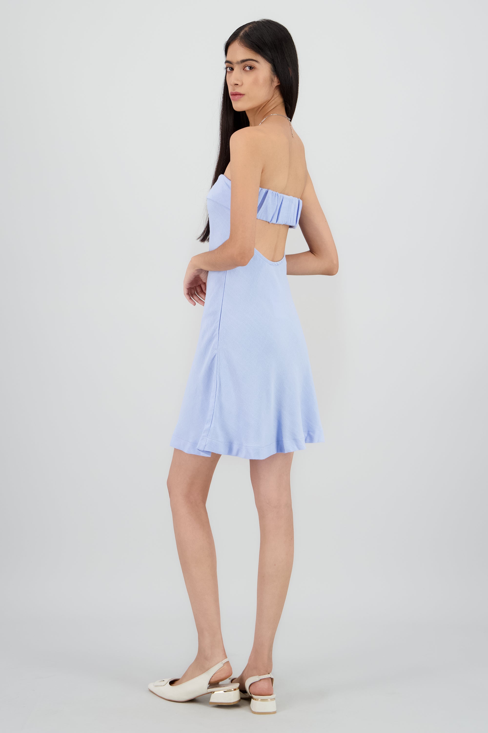 Vestido strapless recto AZUL PASTEL