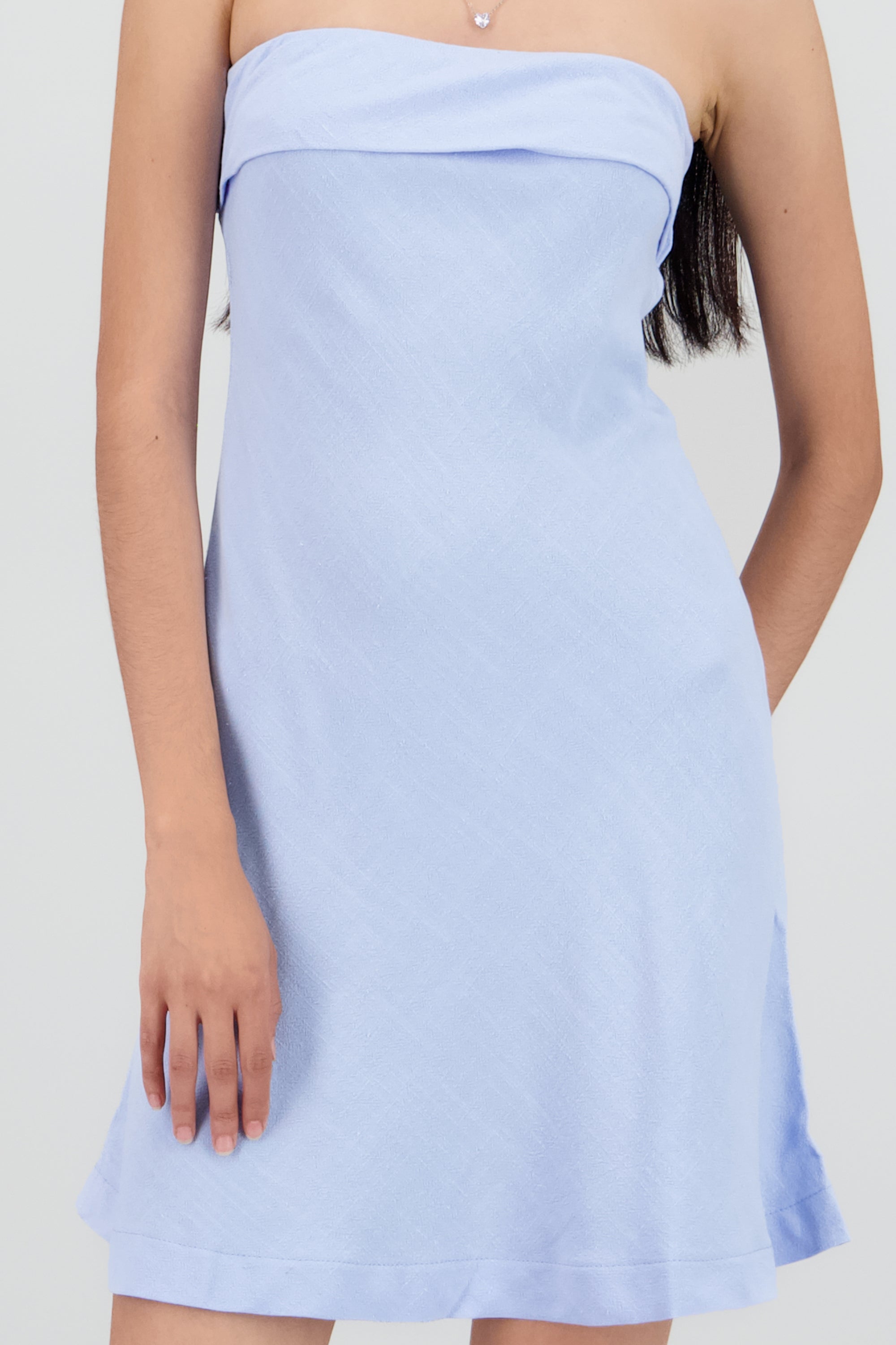 Vestido strapless recto AZUL PASTEL