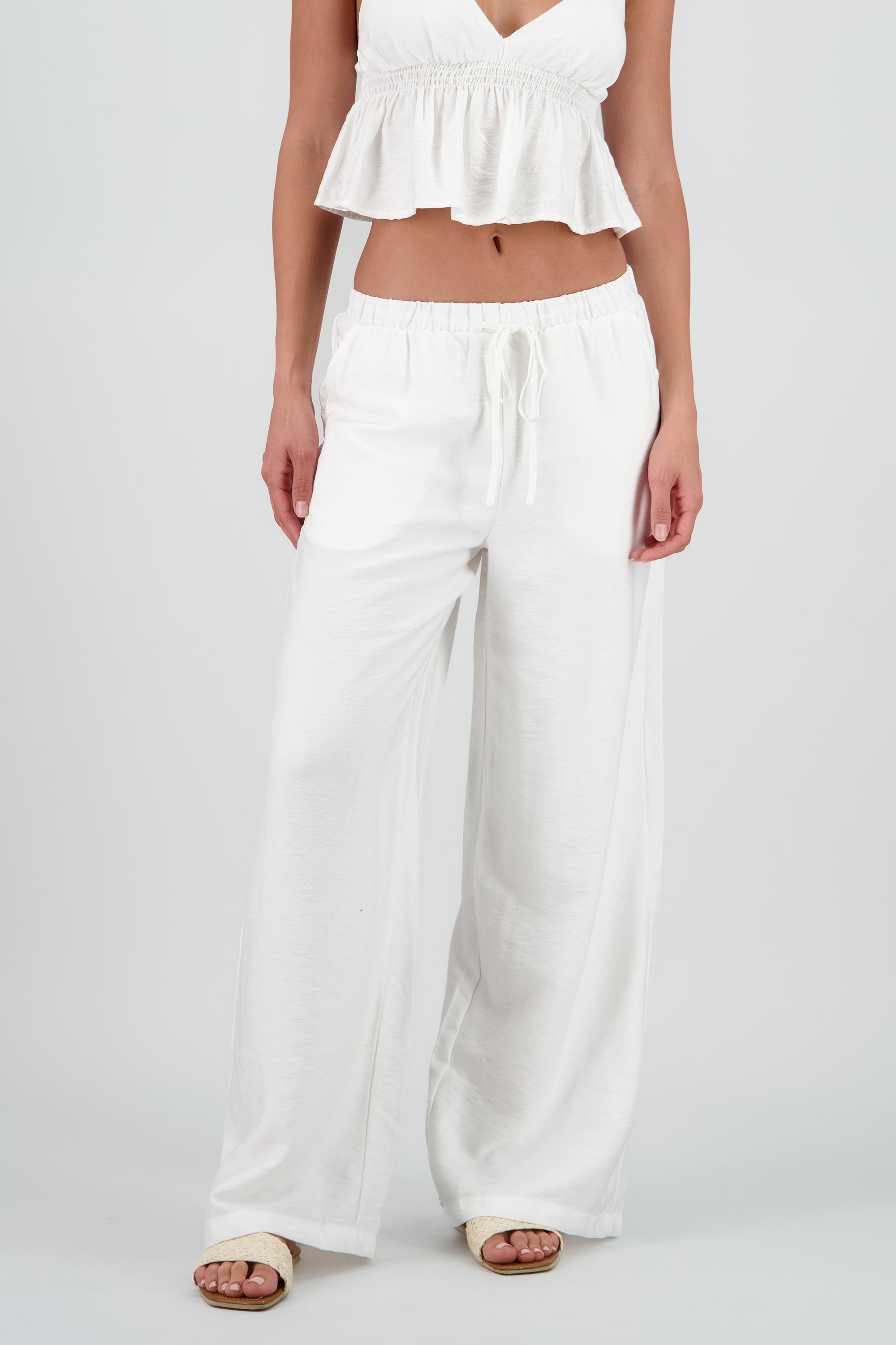 Pantalon amplio jareta BLANCO