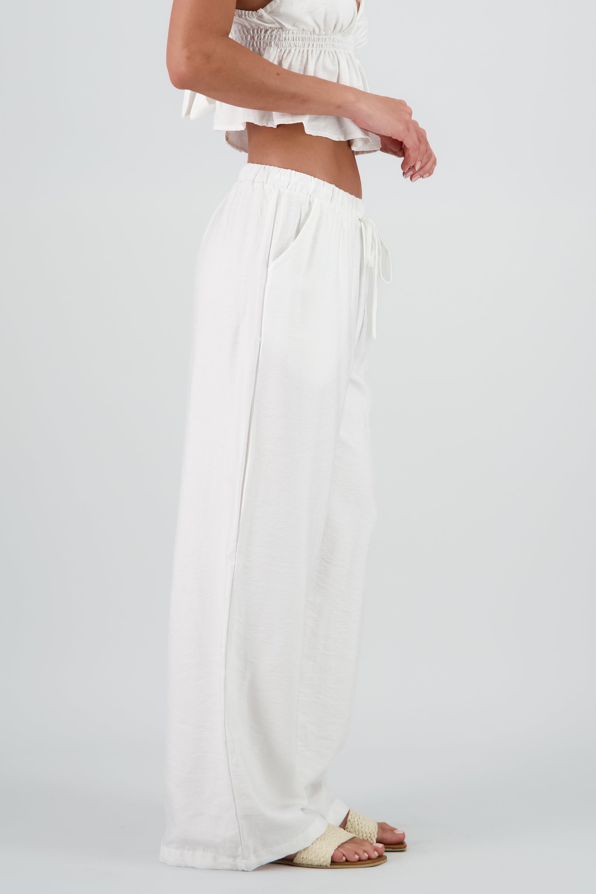 Pantalon amplio jareta BLANCO