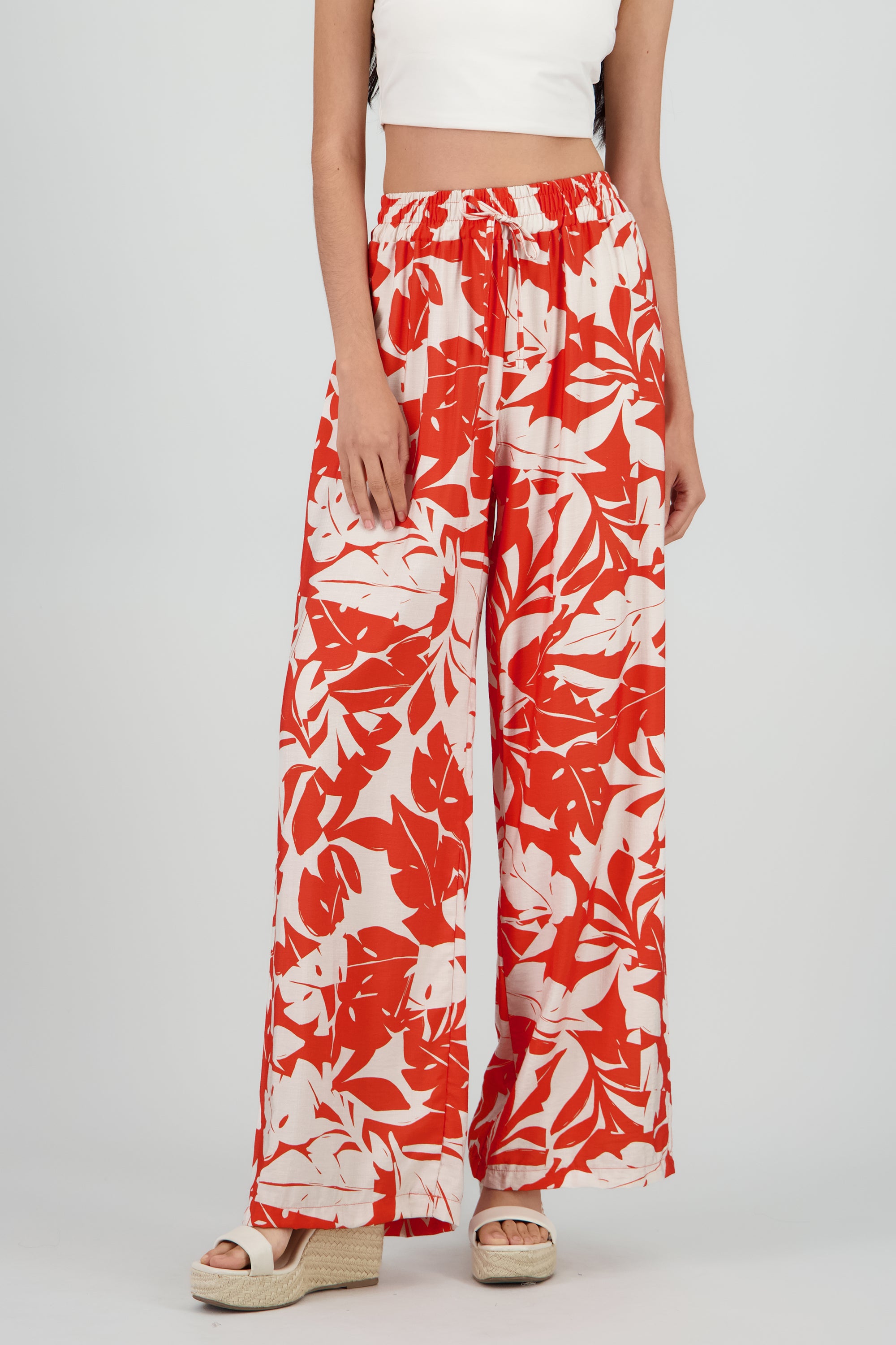 Pantalon tropical contraste color NARANJA COMBO