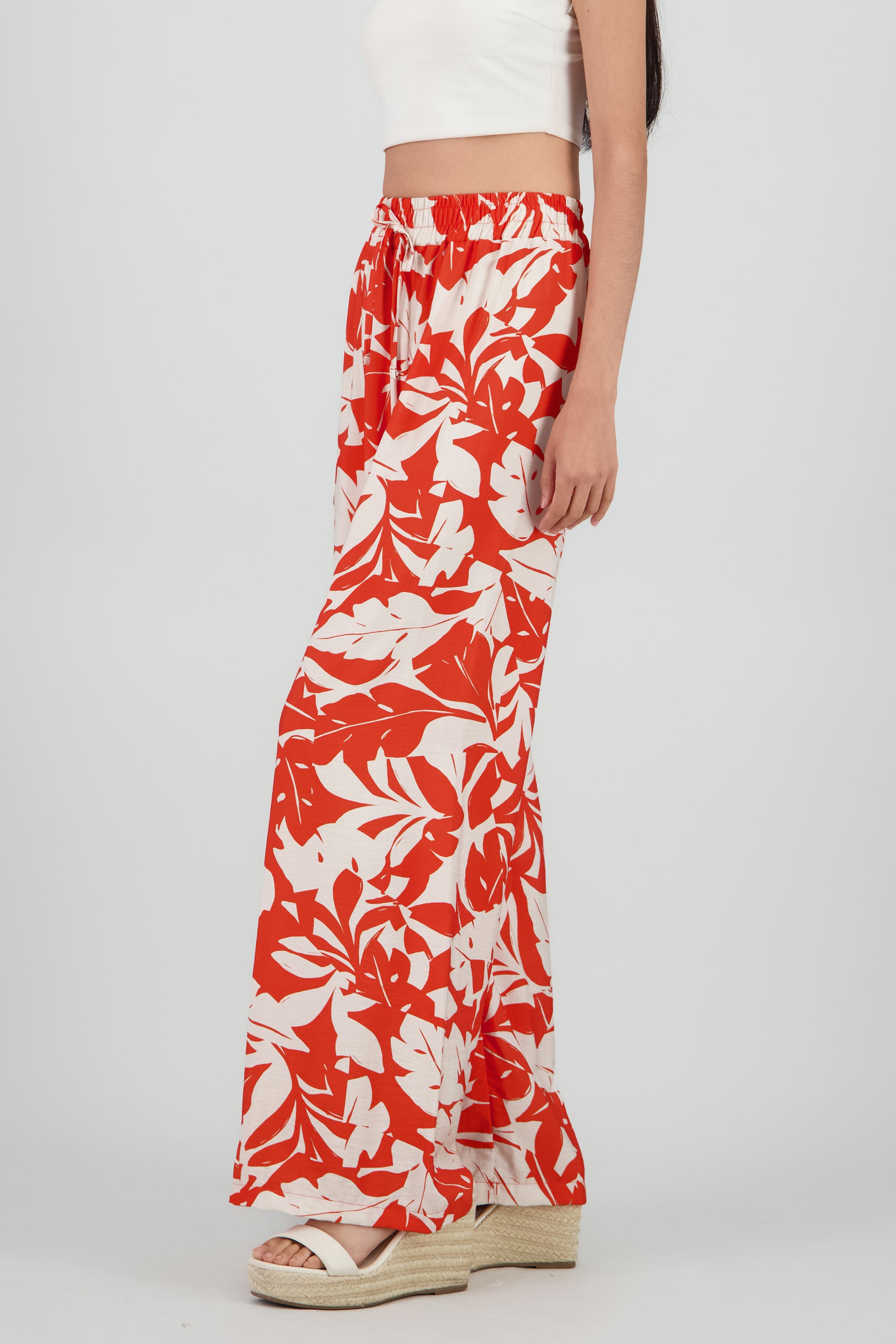 Pantalon tropical contraste color NARANJA COMBO