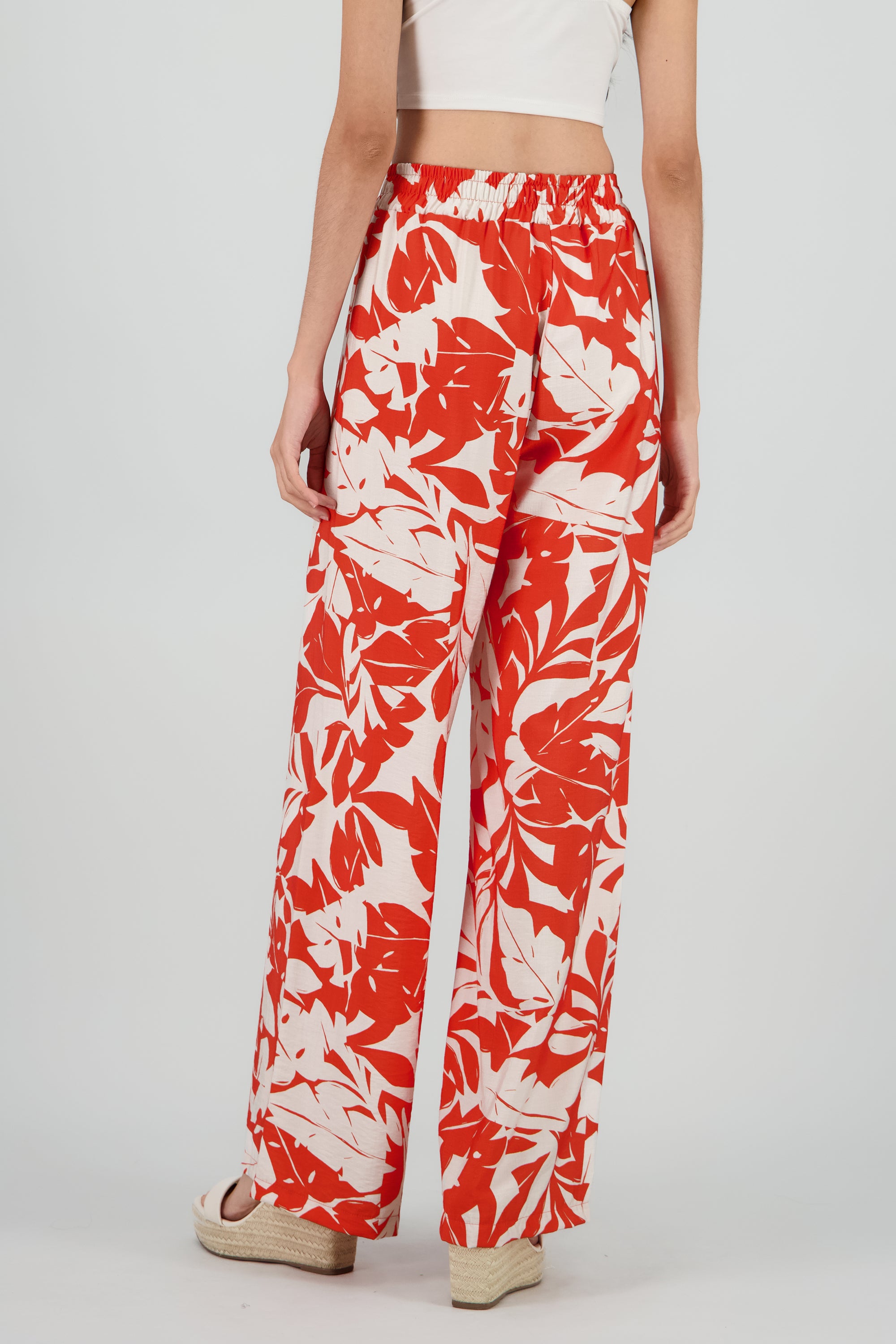 Pantalon tropical contraste color NARANJA COMBO