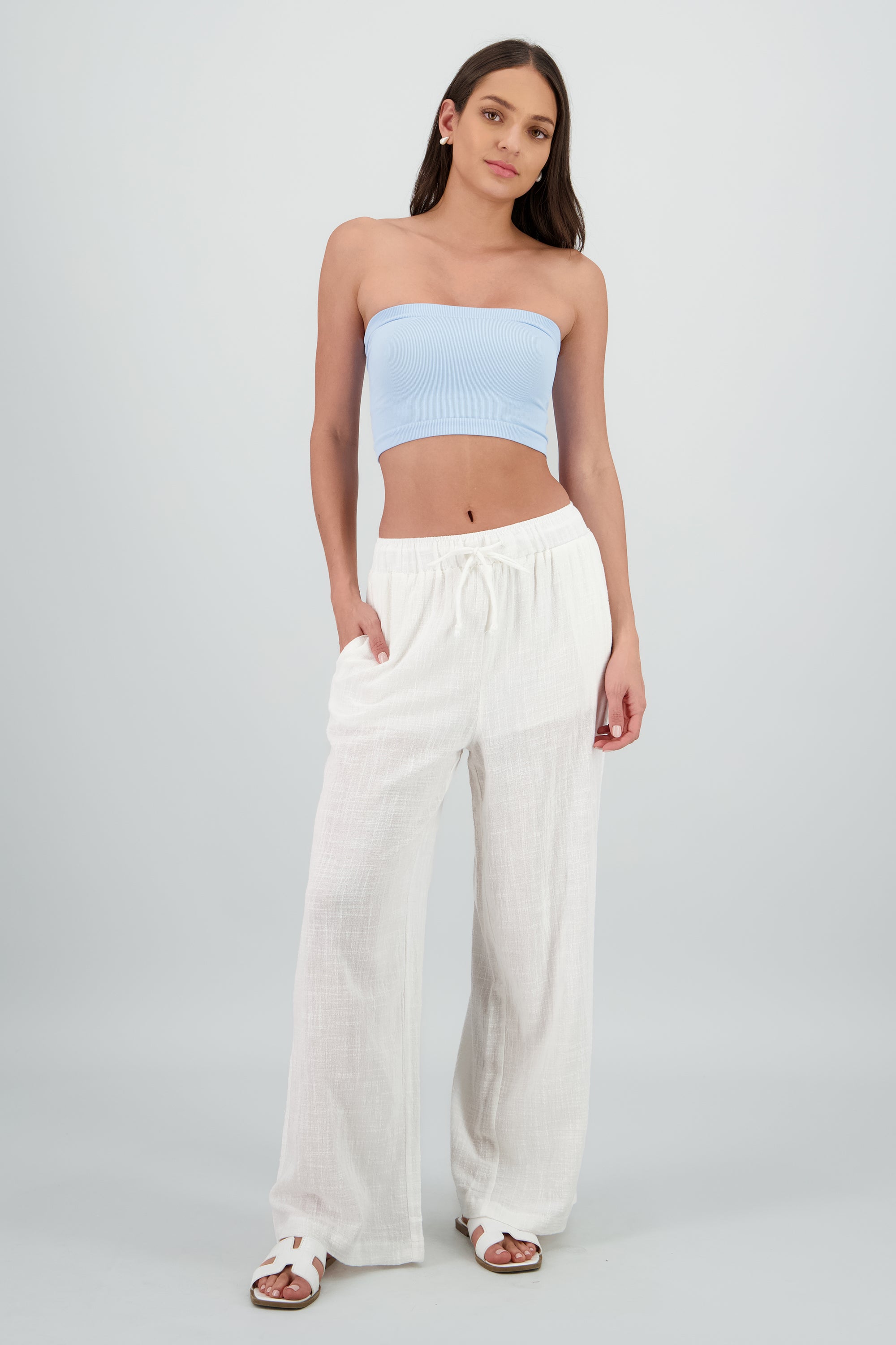 Pantalon fluido amplio BLANCO