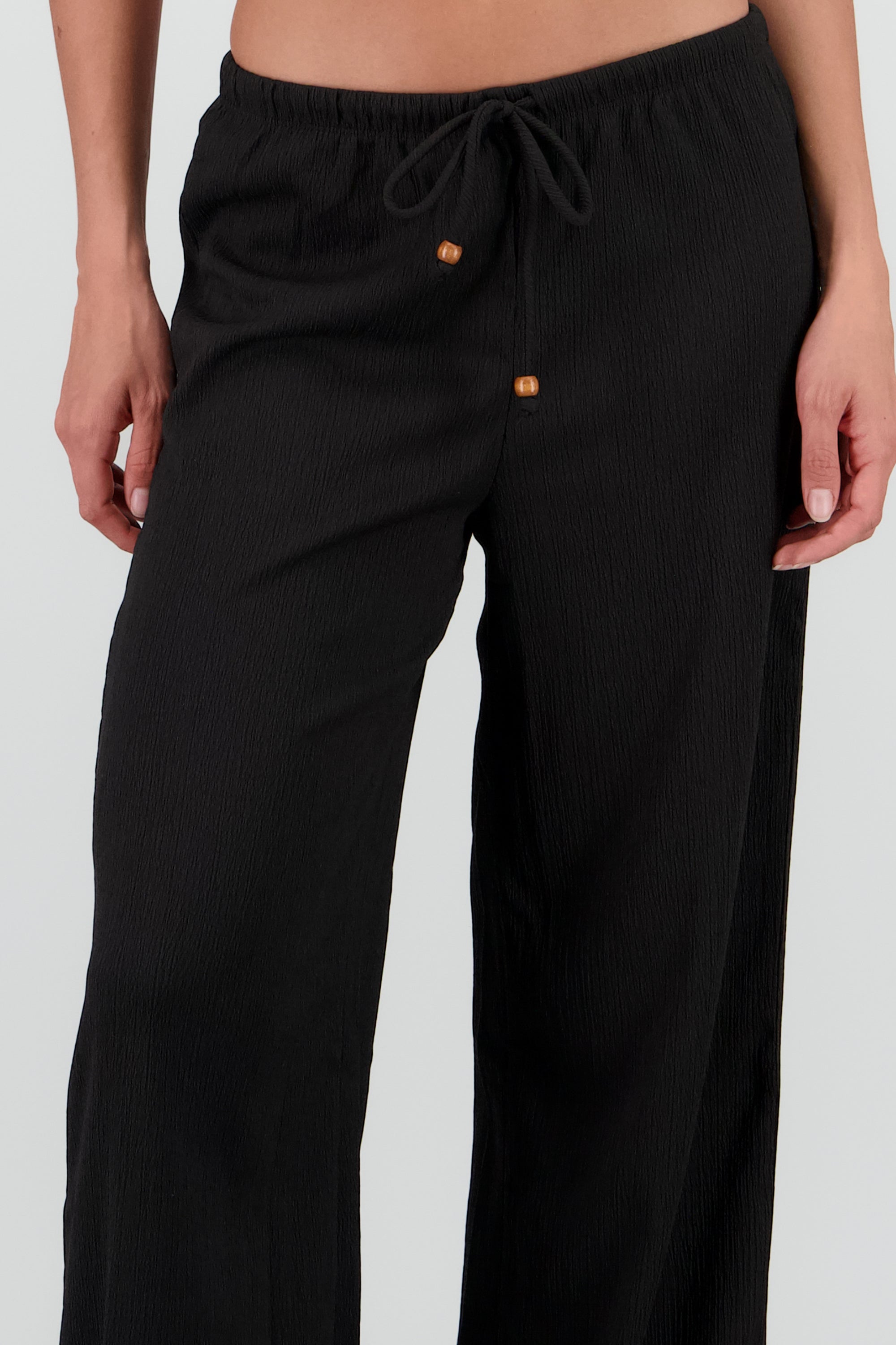 Pantalon amplio jaretas detalle cuentas NEGRO