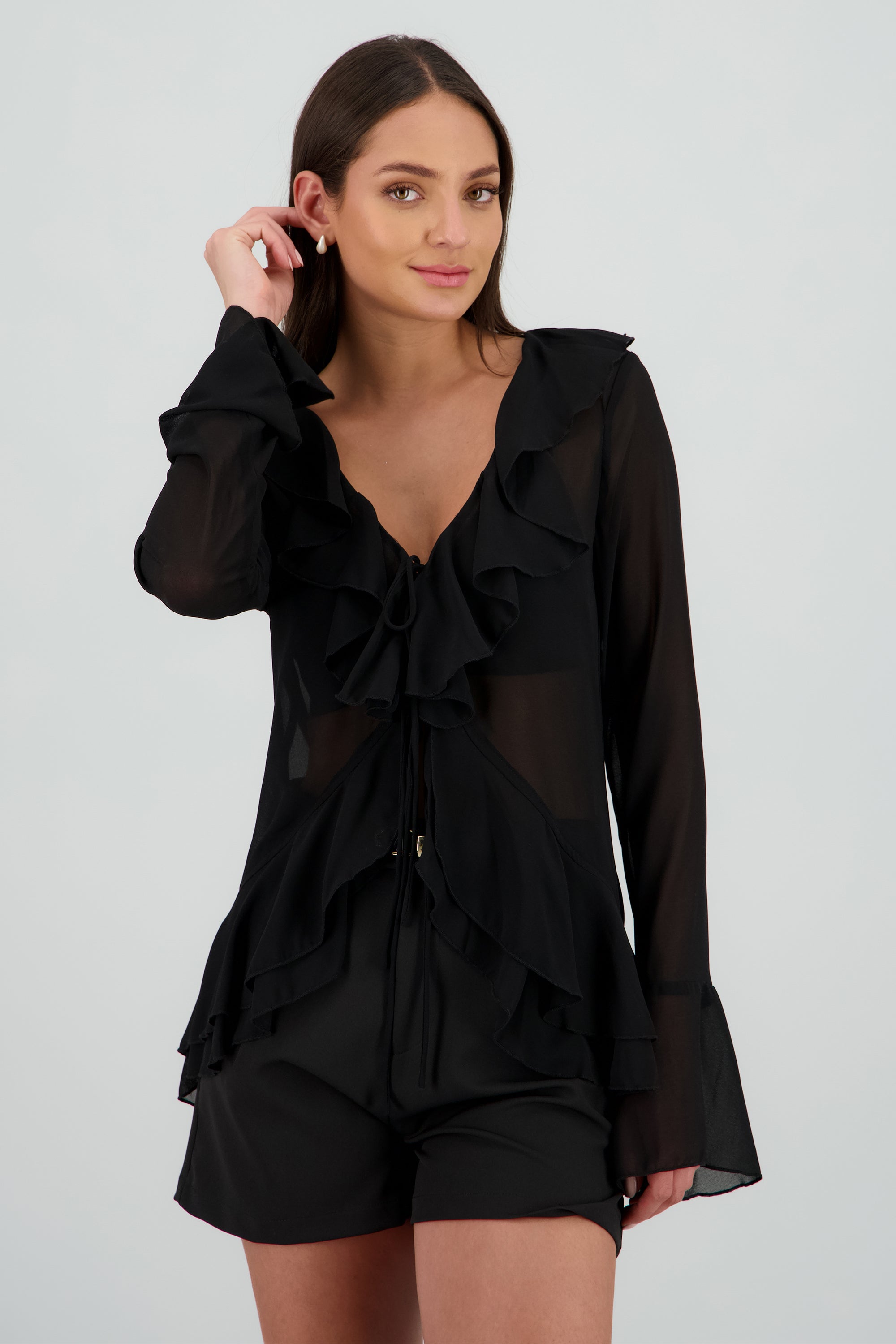 Blusa fluida olanes NEGRO