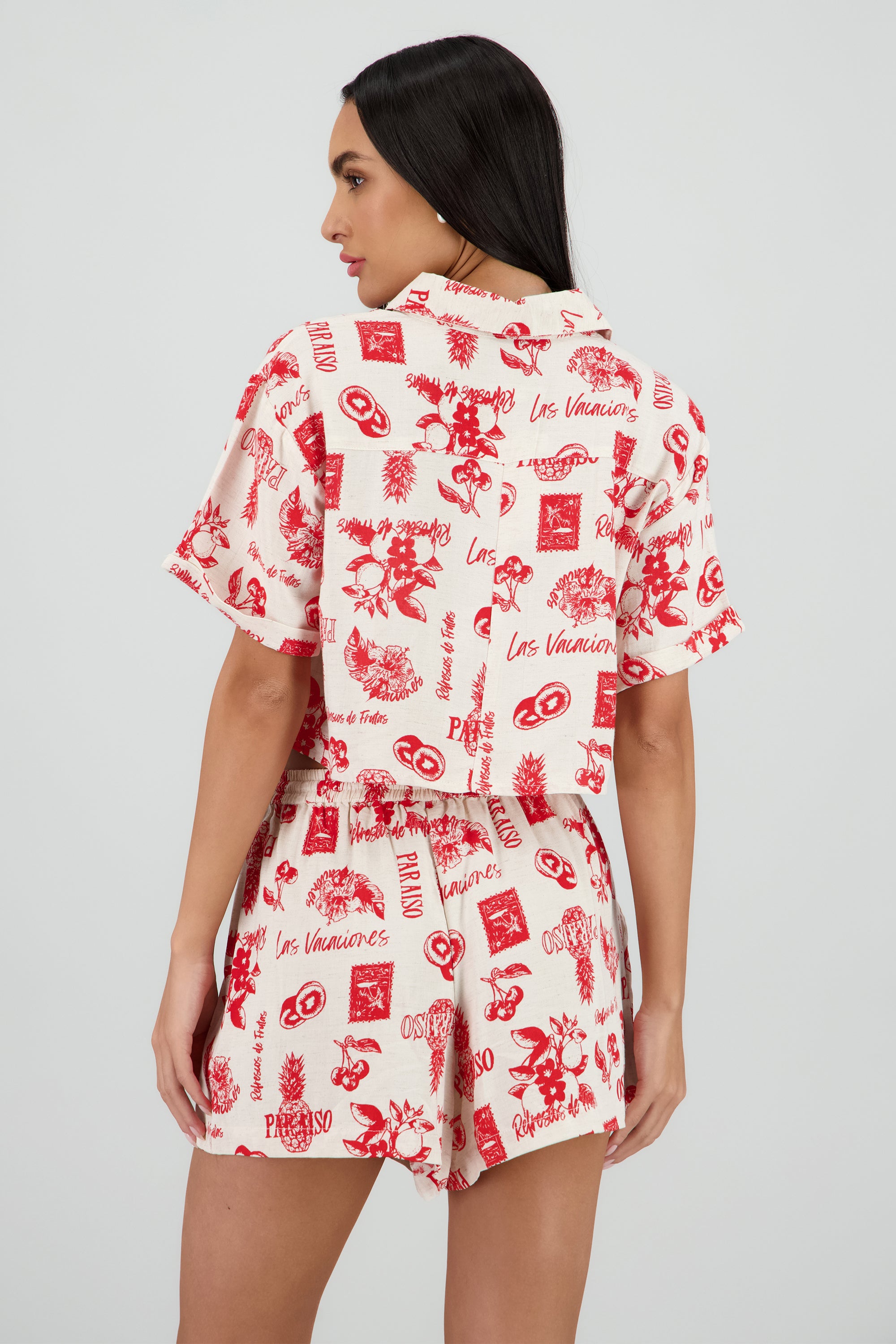 Camisa estampado frutas ROJO COMBO