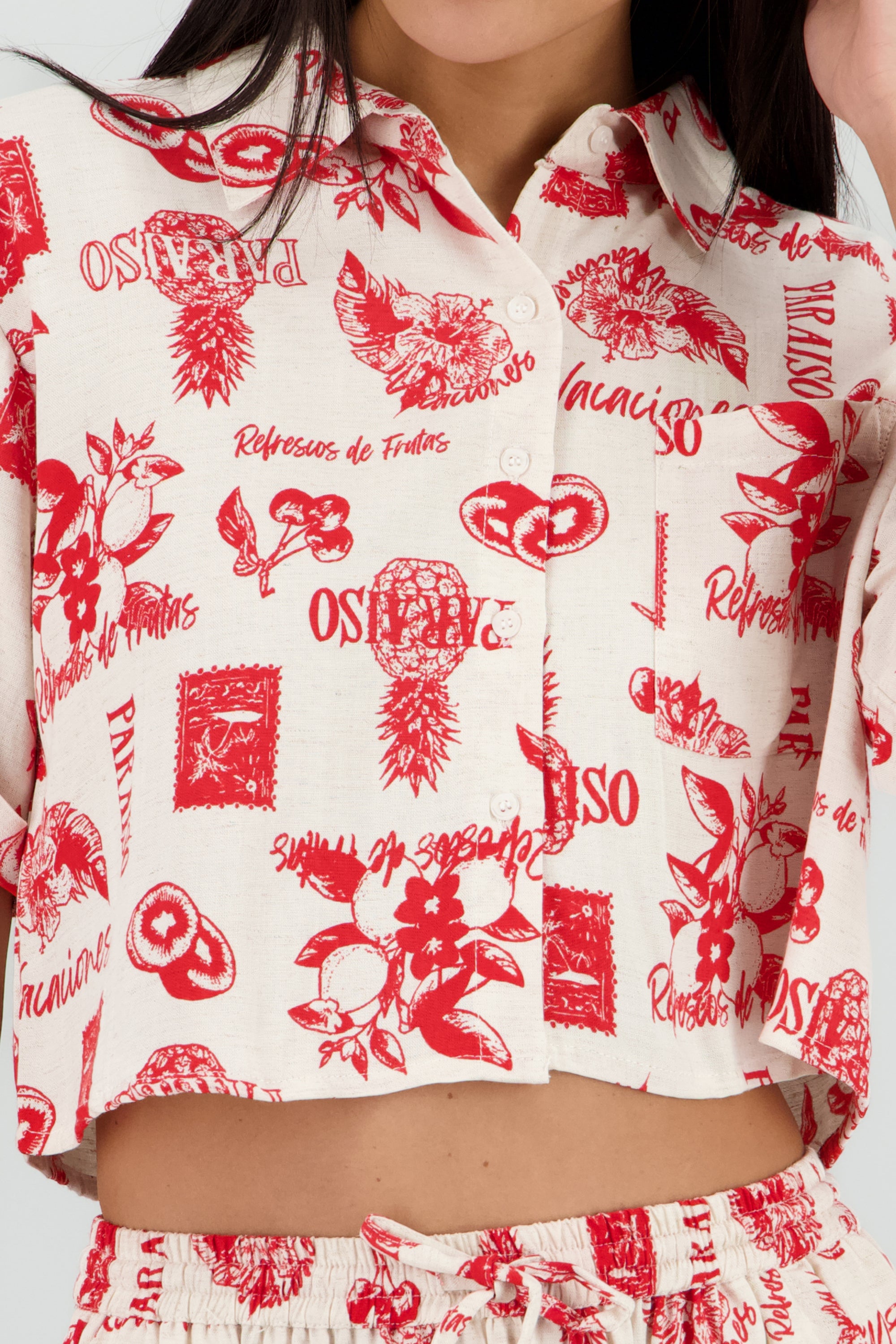 Camisa estampado frutas ROJO COMBO