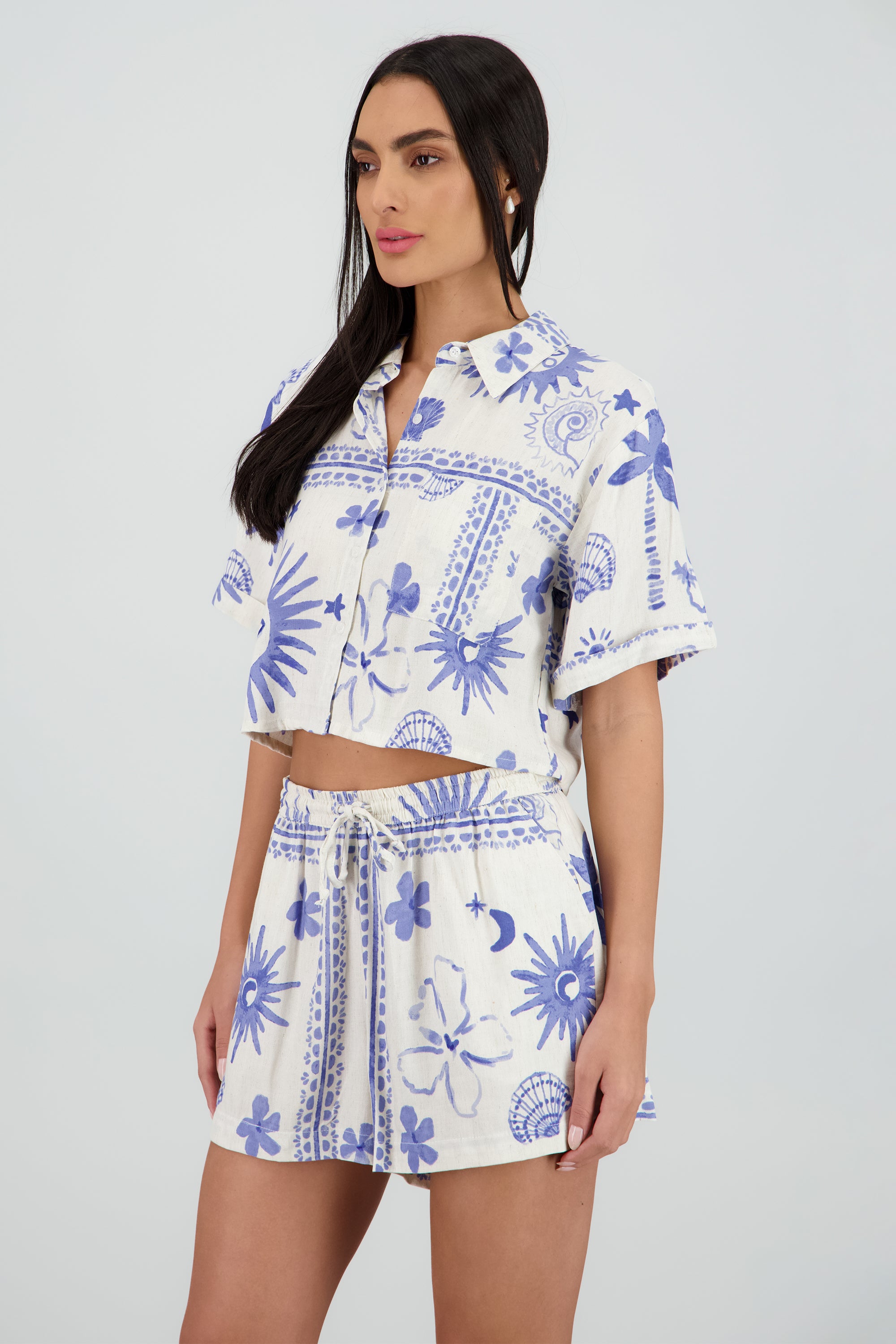 Camisa manga corta estampado AZUL COMBO
