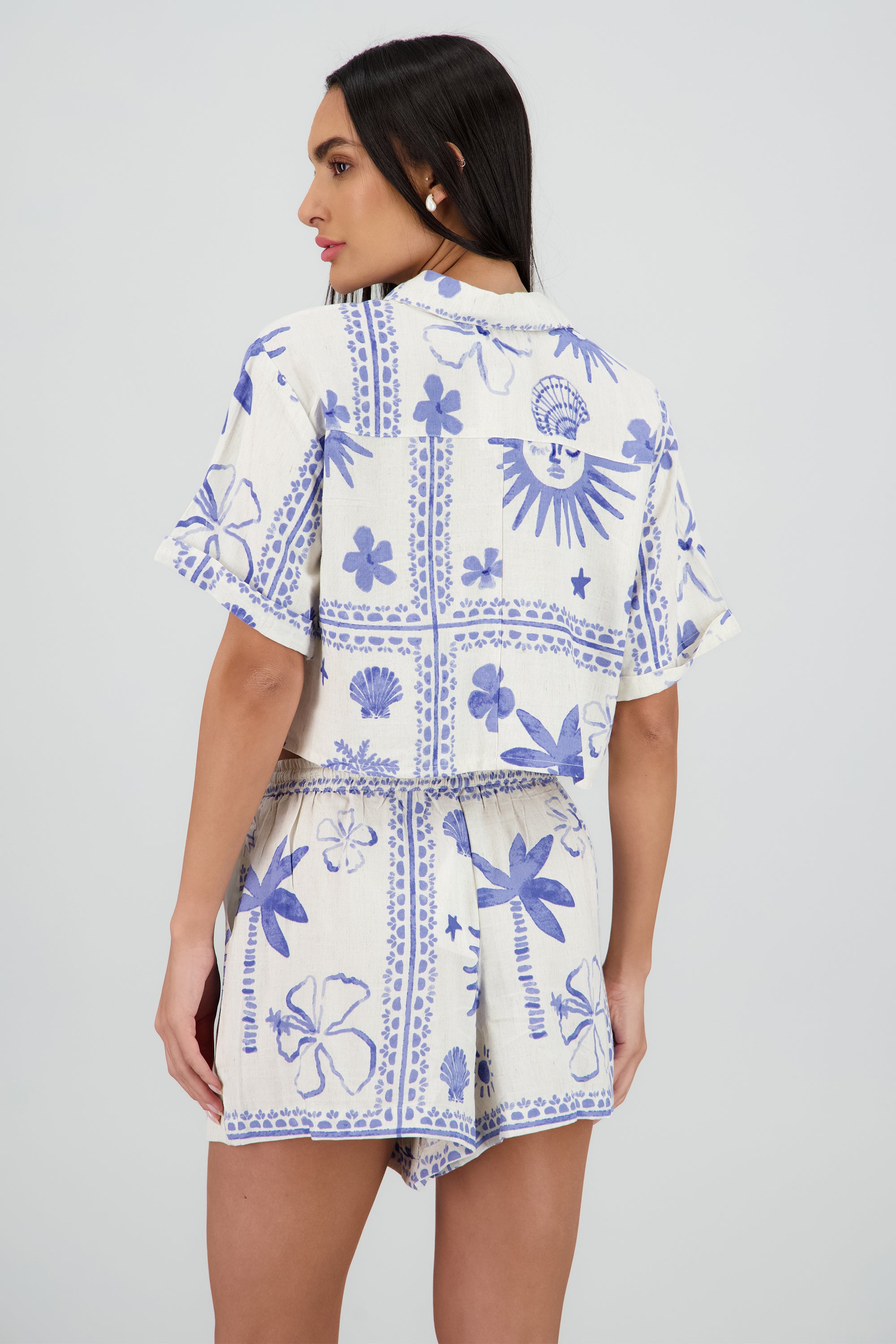 Camisa manga corta estampado AZUL COMBO