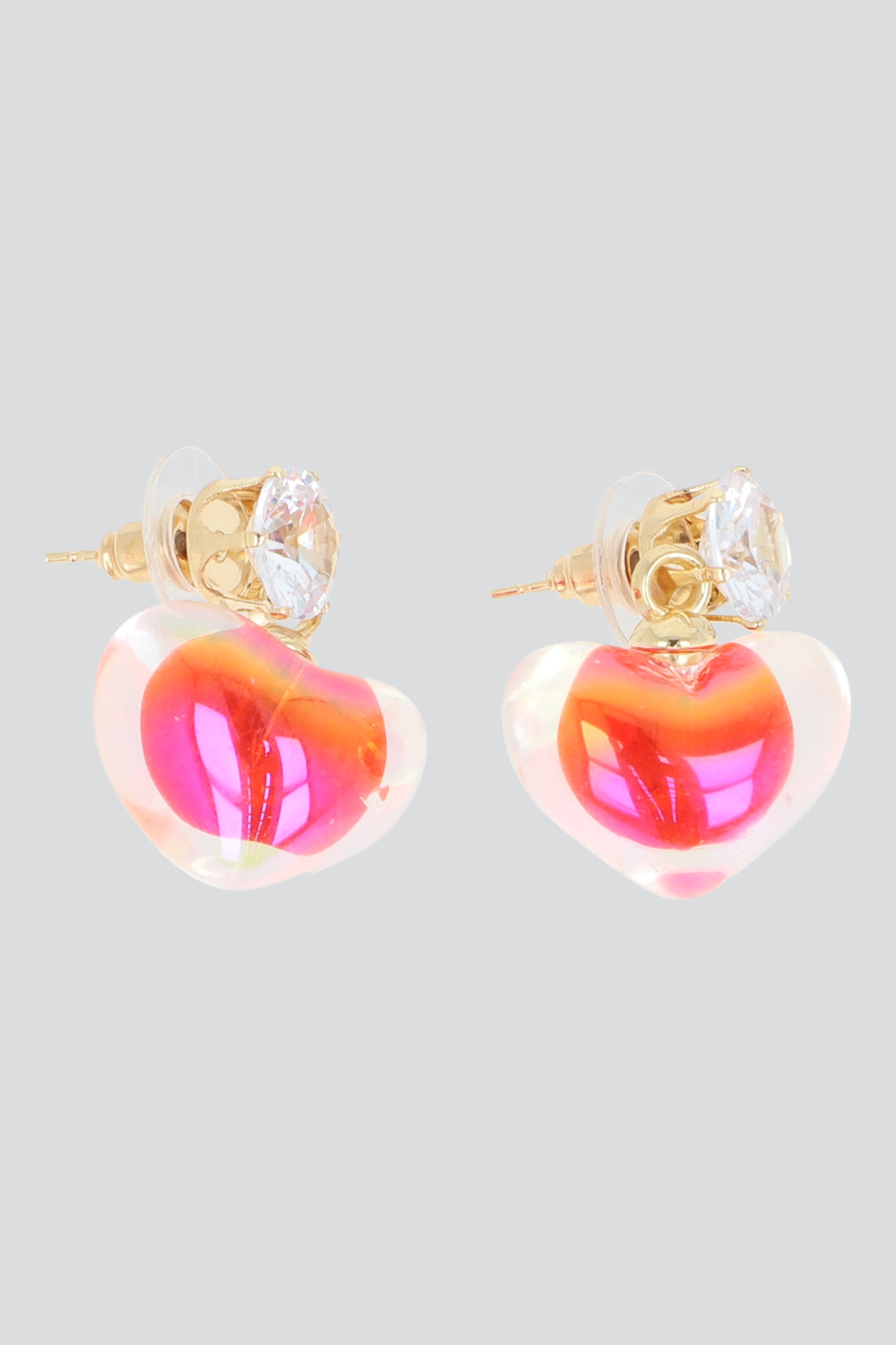 Aretes corazon brillo ROJO