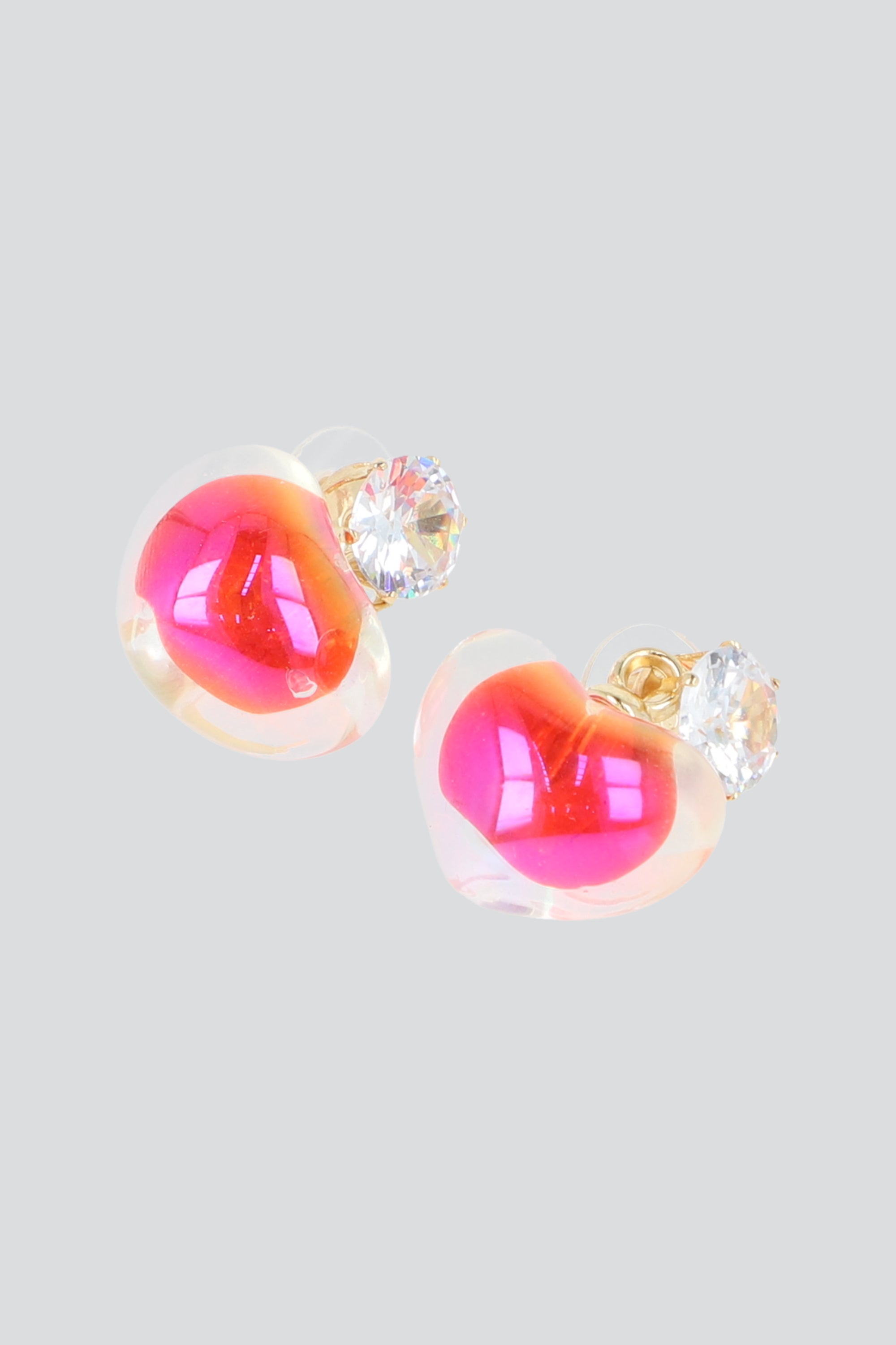 Aretes corazon brillo ROJO