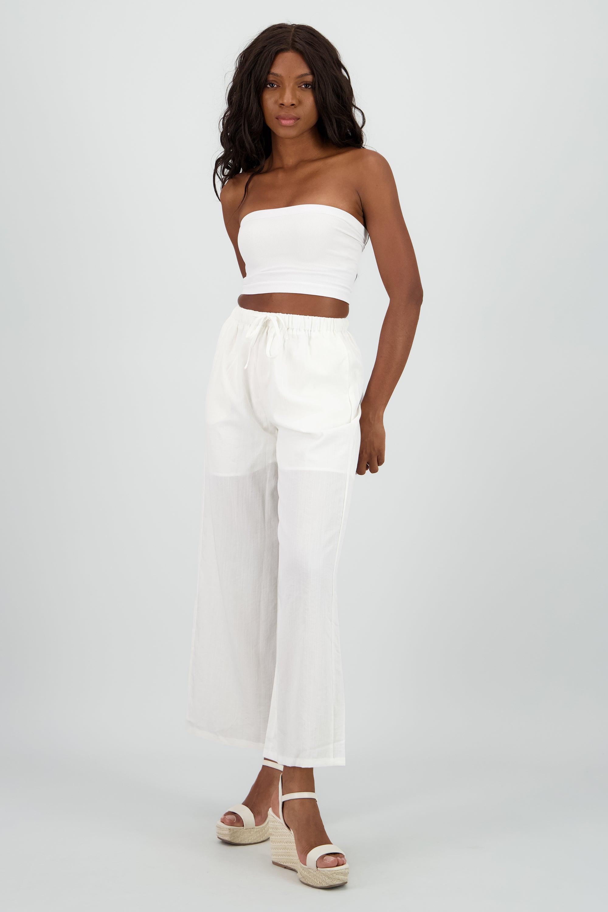 Pantalon fluido recto BLANCO