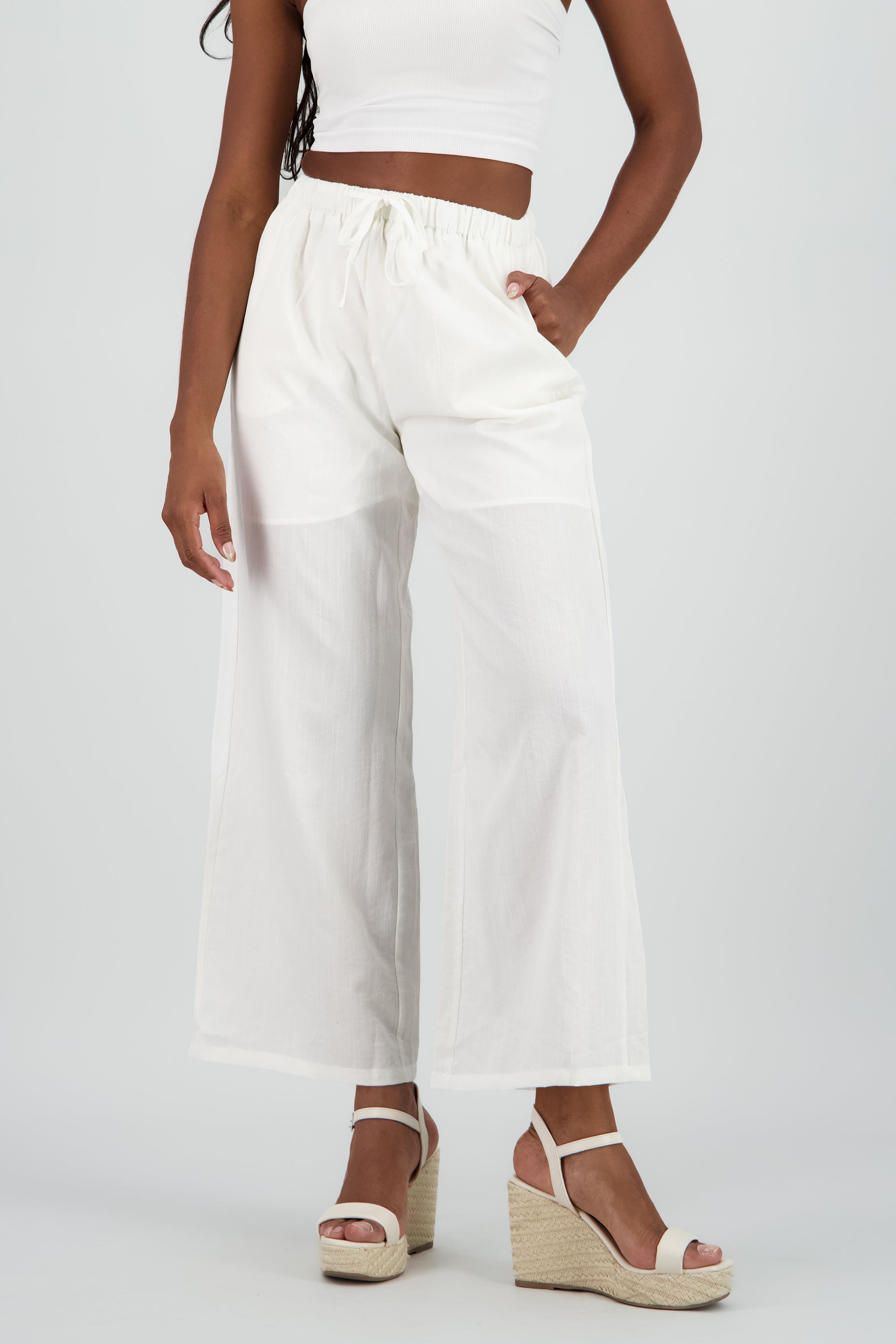 Pantalon fluido recto BLANCO