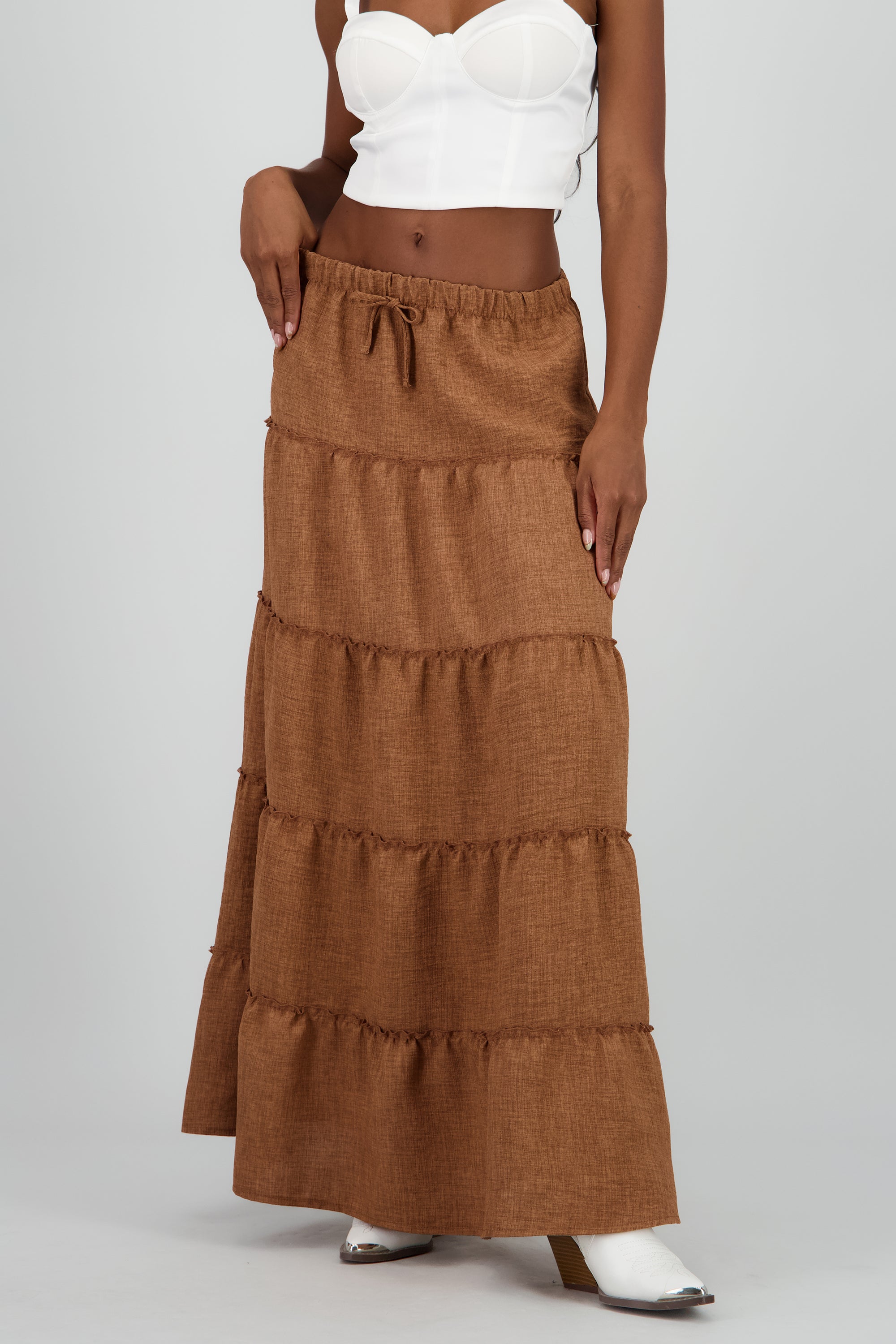 Falda maxi olanes con moño CAFE