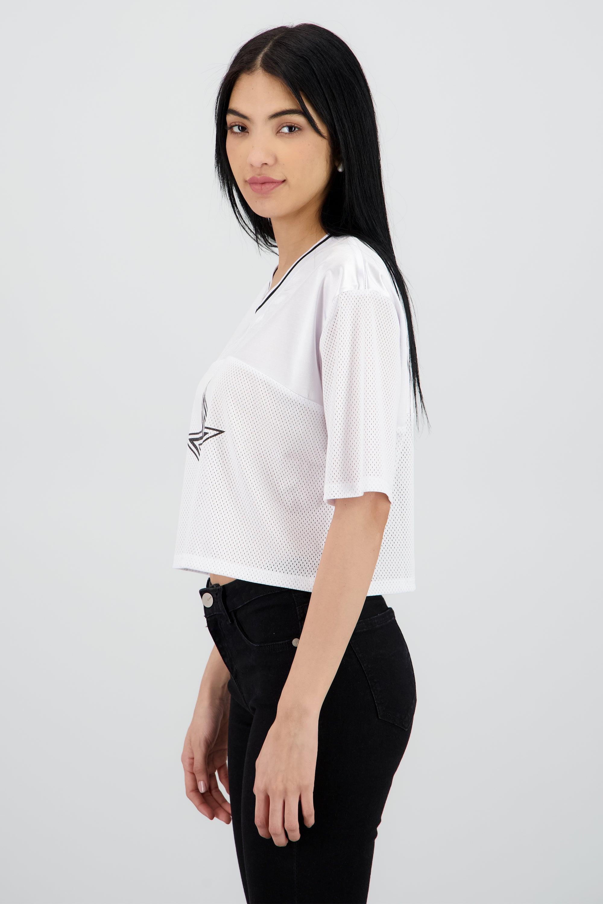 Playera deportiva estampado frente y espalda BLANCO COMBO