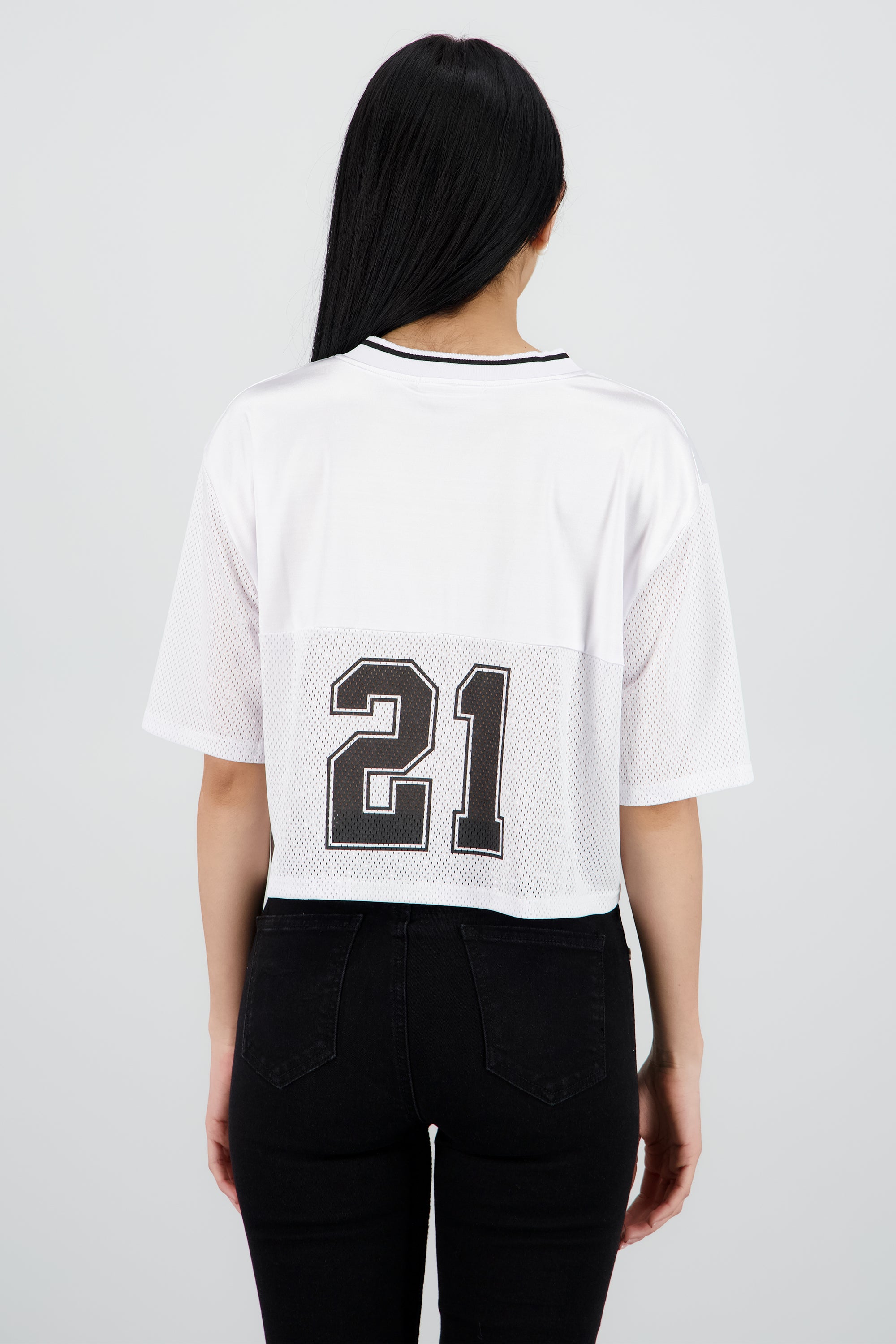 Playera deportiva estampado frente y espalda BLANCO COMBO