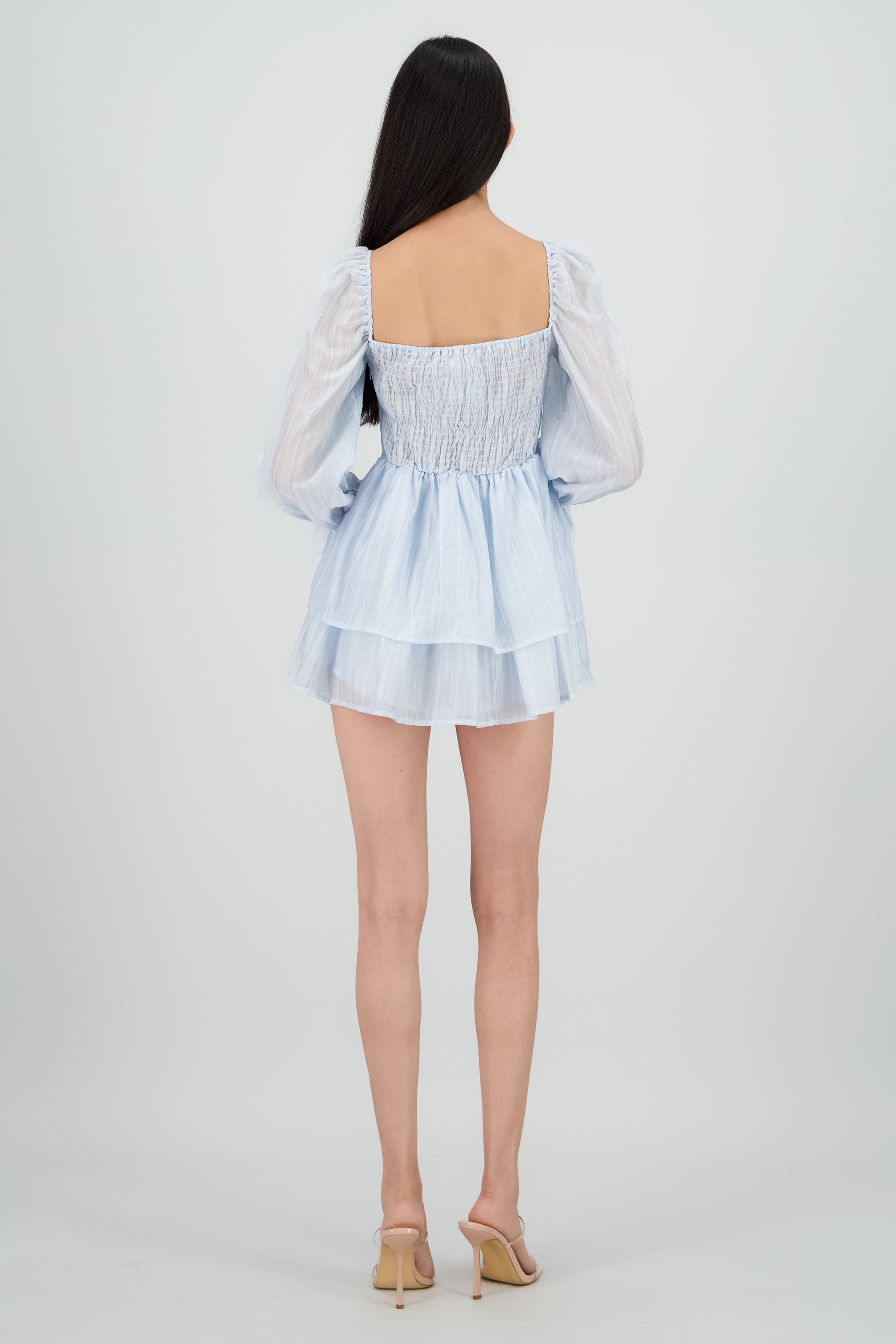 Vestido olanes con copas AZUL PASTEL
