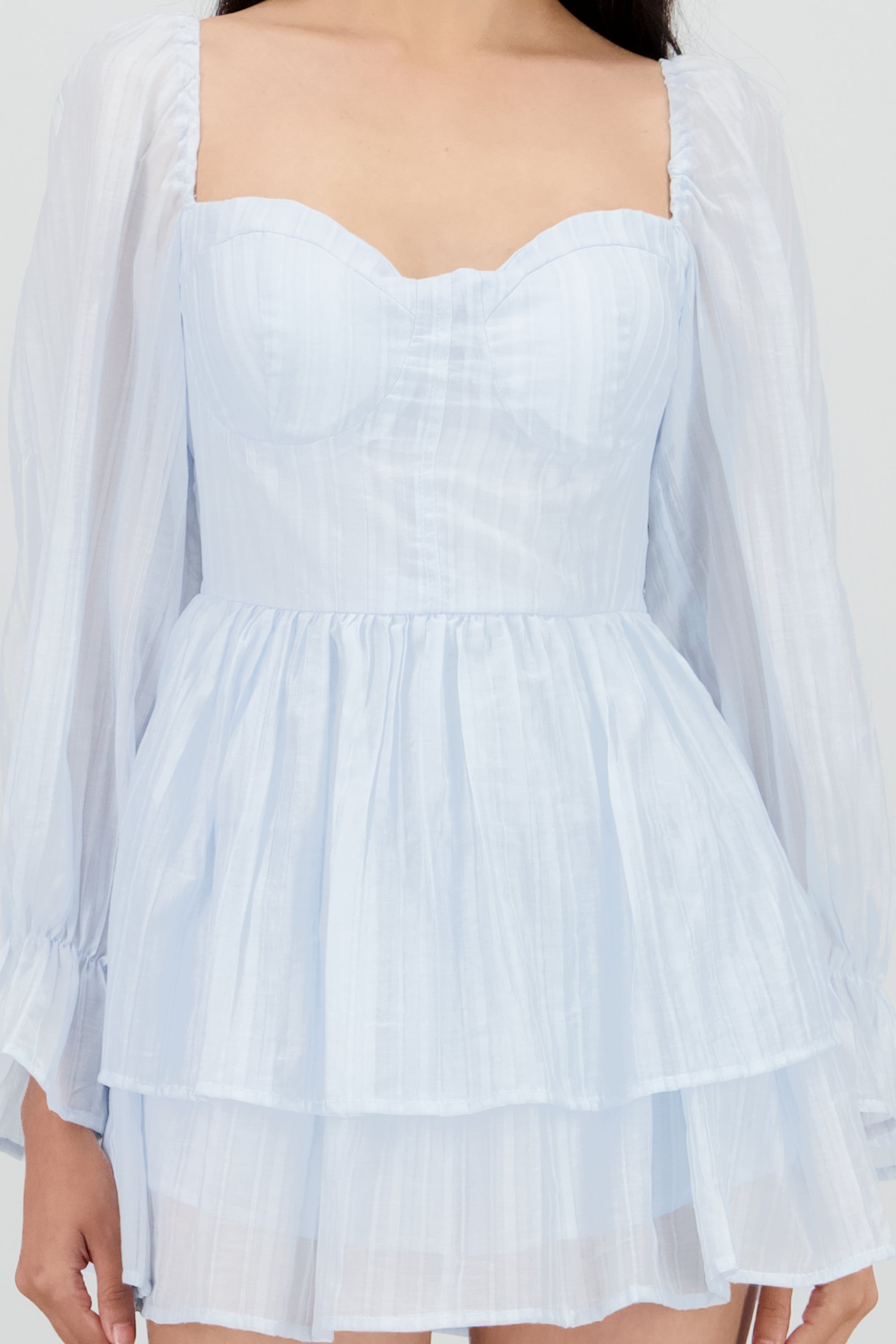 Vestido olanes con copas AZUL PASTEL
