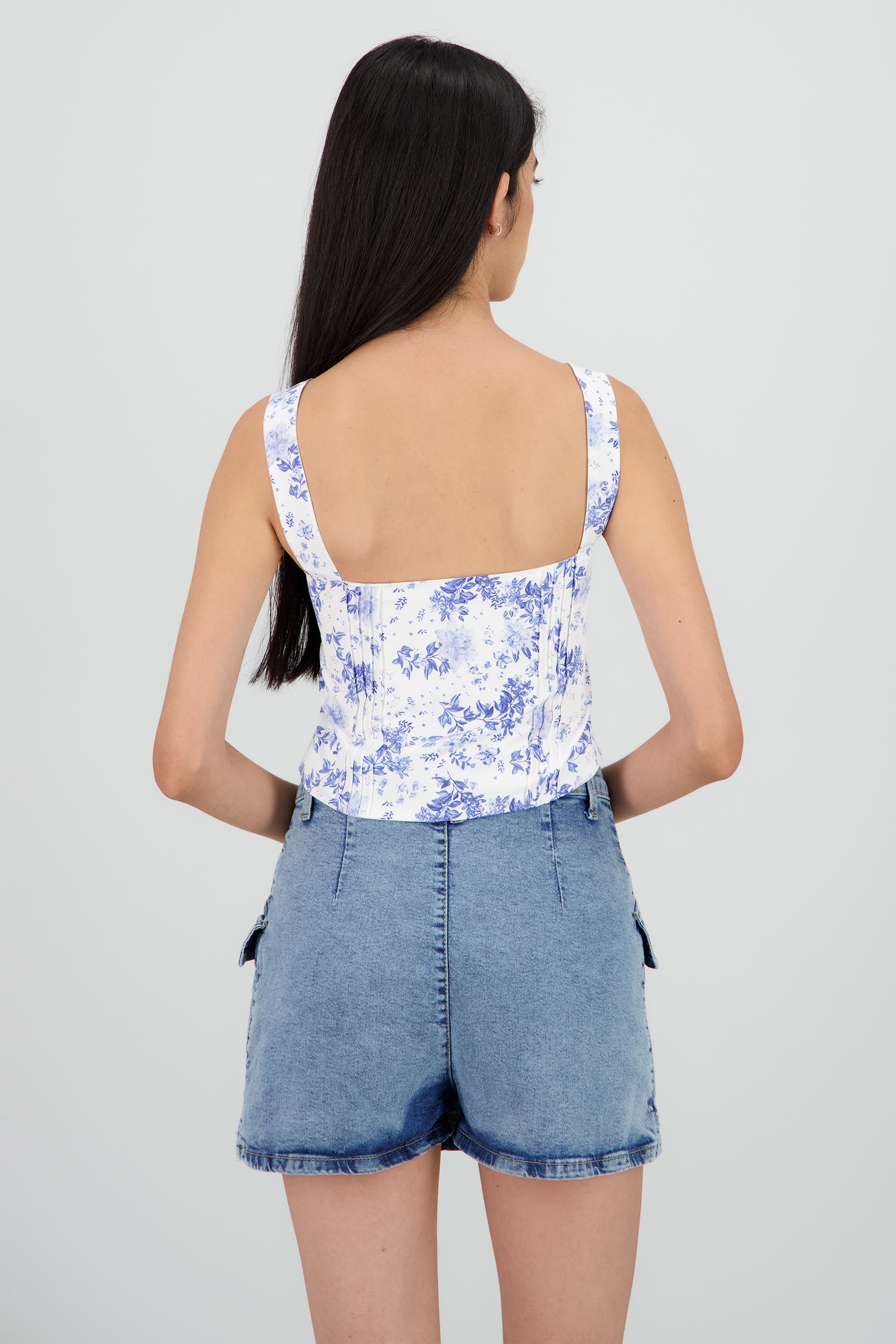 Blusa sin manga corte romantico AZUL COMBO