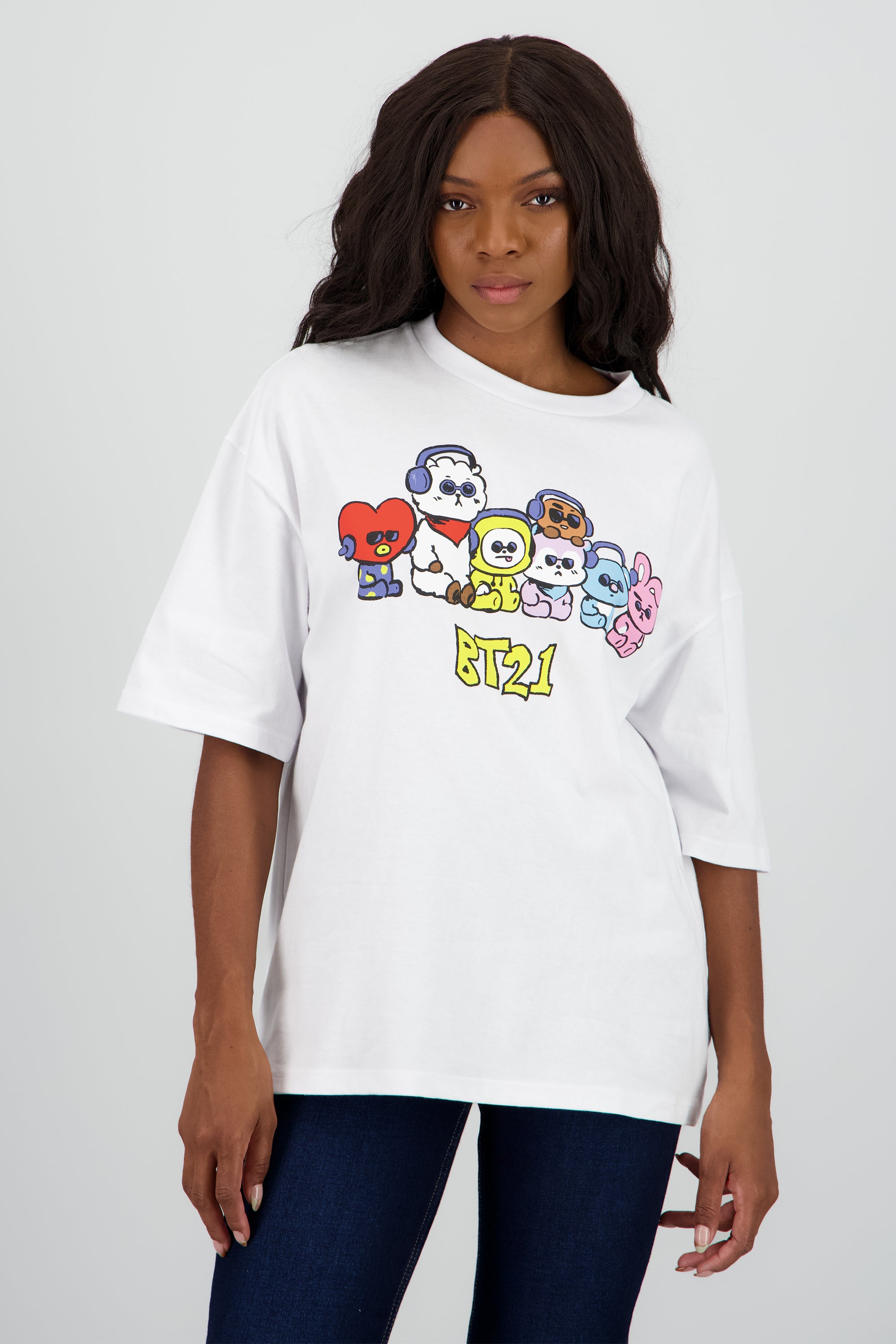 Playera bt21 personajes lentes BLANCO