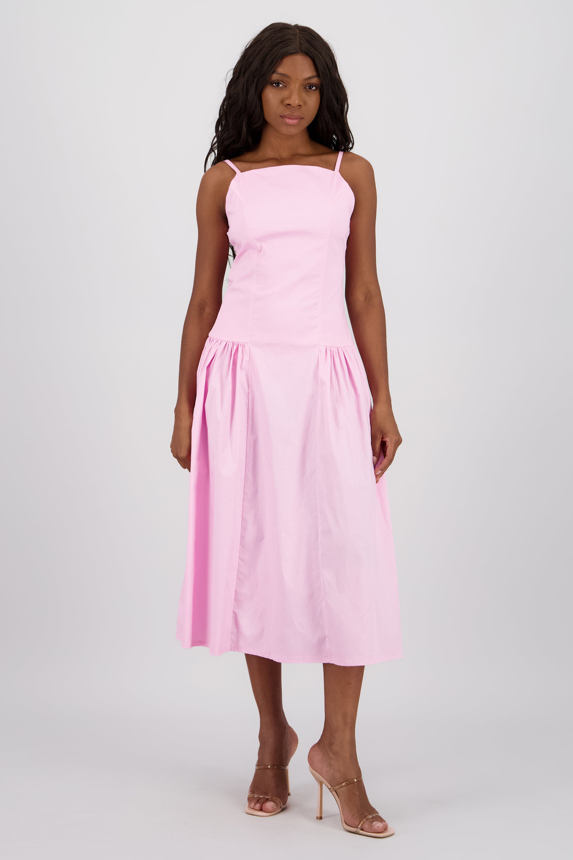 Vestido maxi drop waist frunce ROSA
