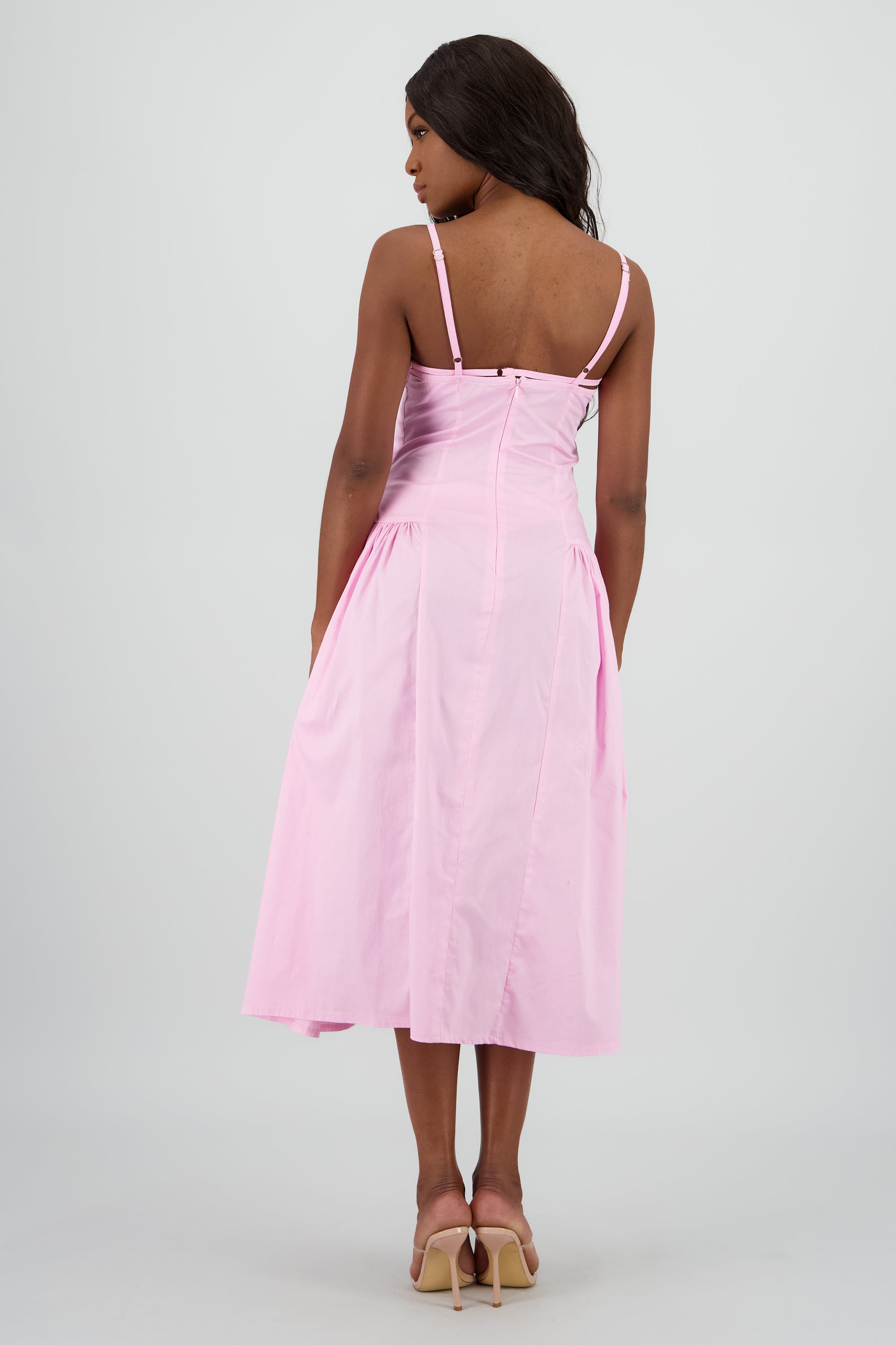 Vestido maxi drop waist frunce ROSA