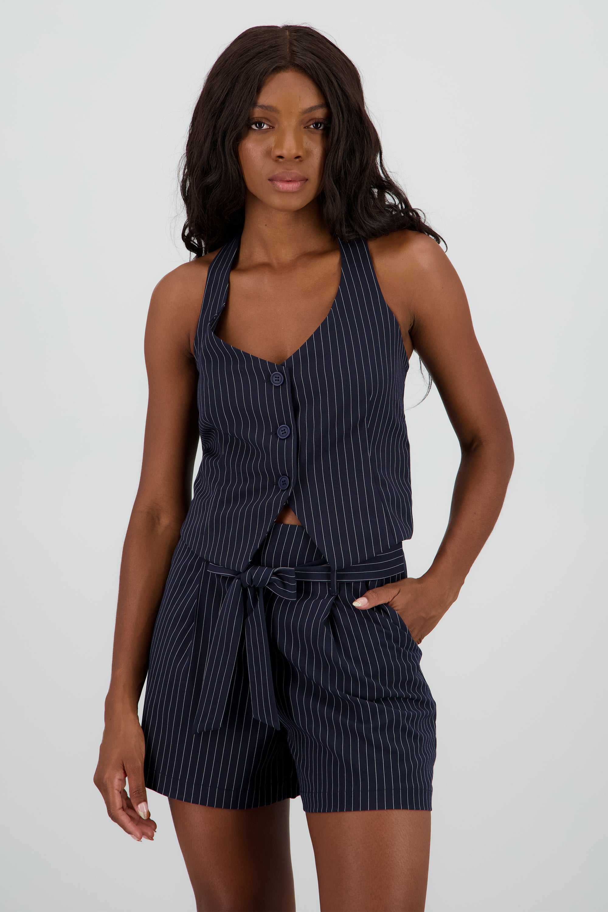 Chaleco halter rayas MARINO COMBO