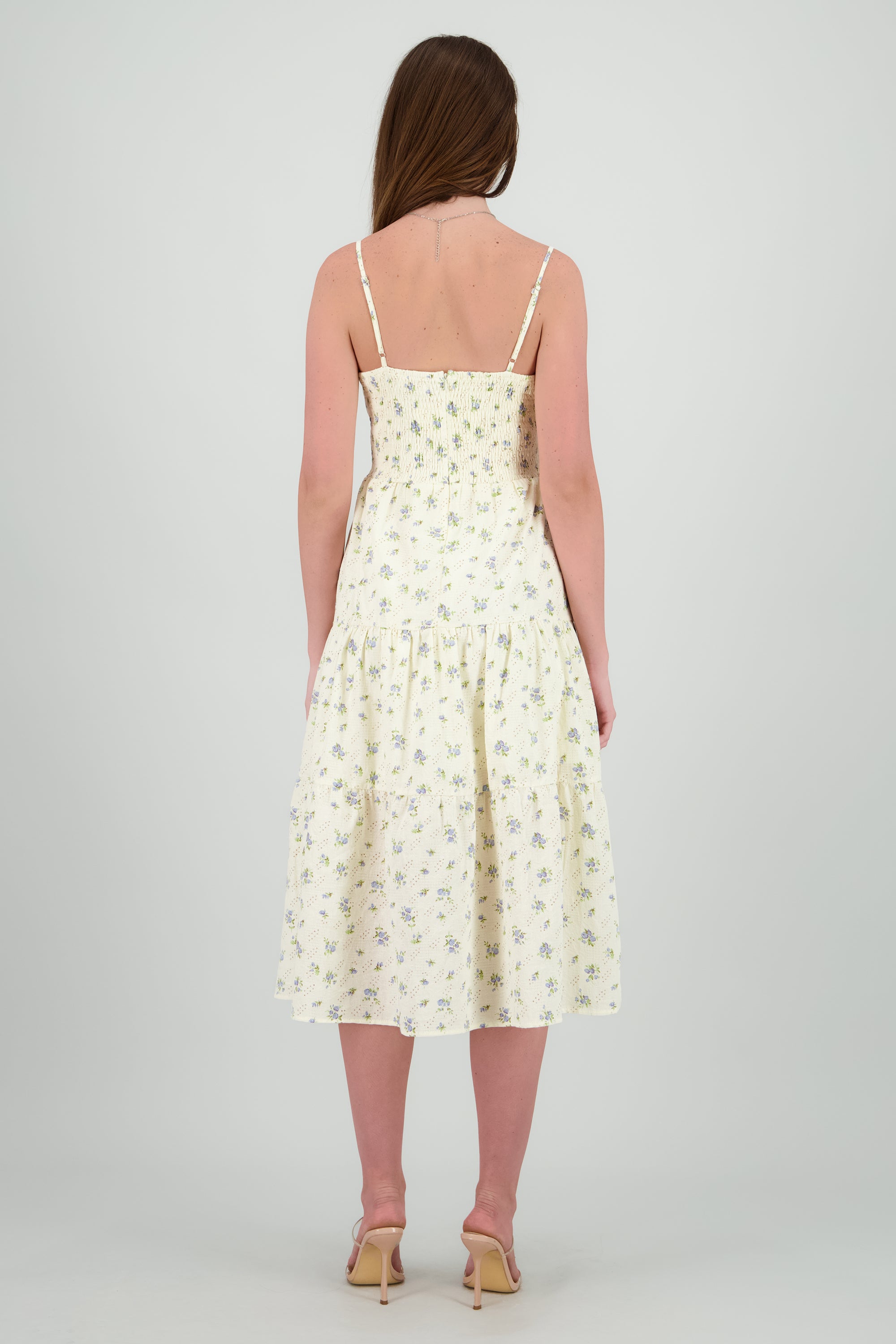 Vestido midi estampado flores HUESO COMBO