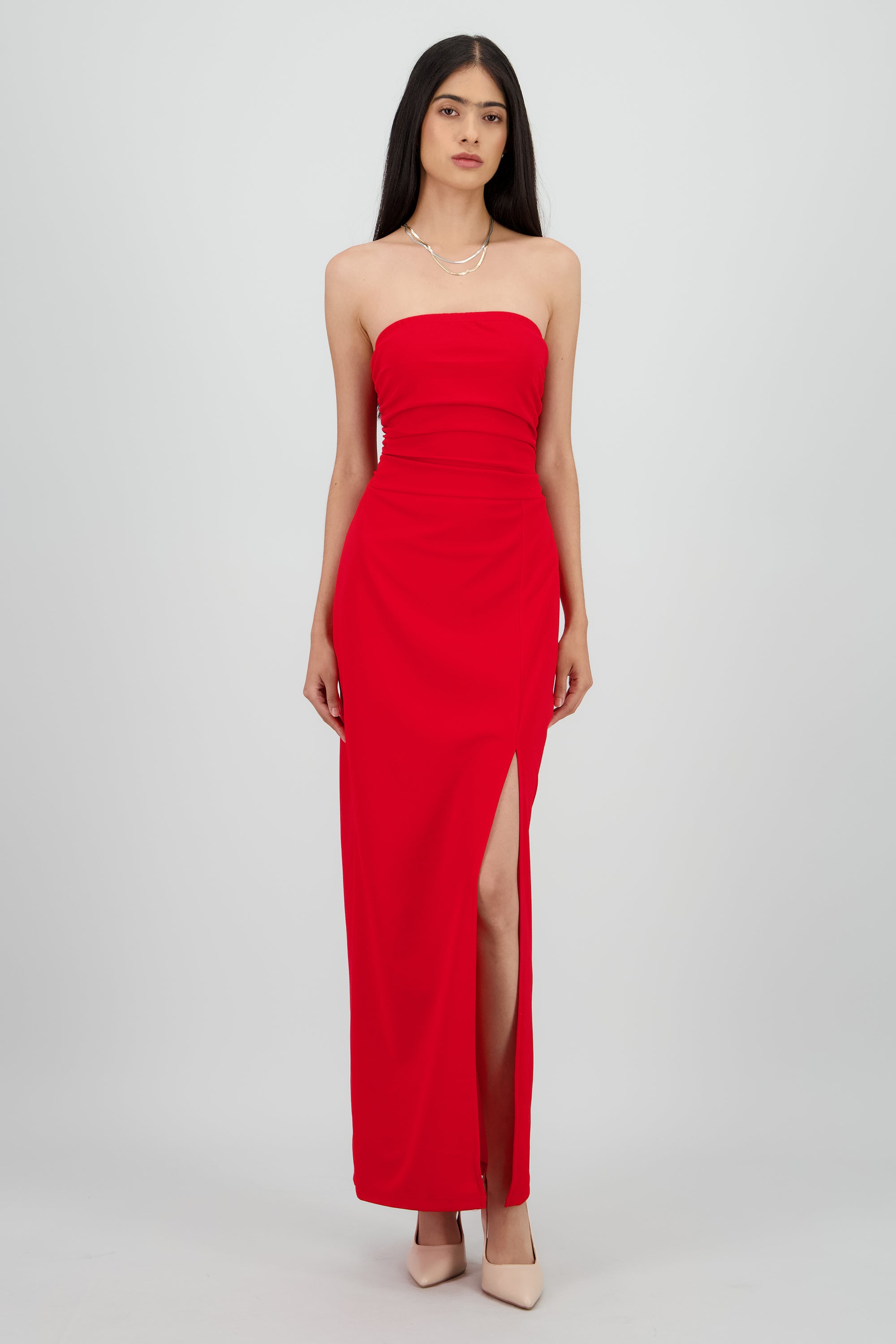 VESTIDO MAXI DET ABERTURA ROJO