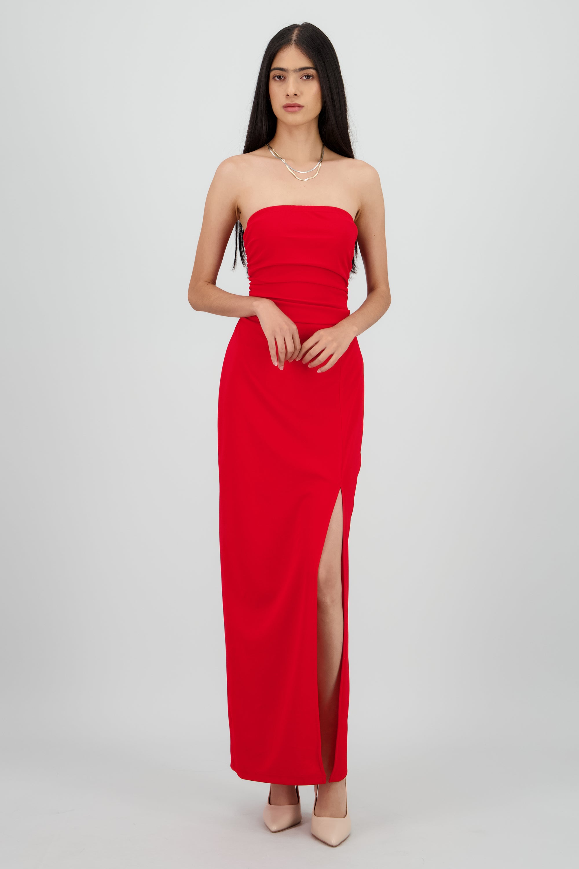 VESTIDO MAXI DET ABERTURA ROJO