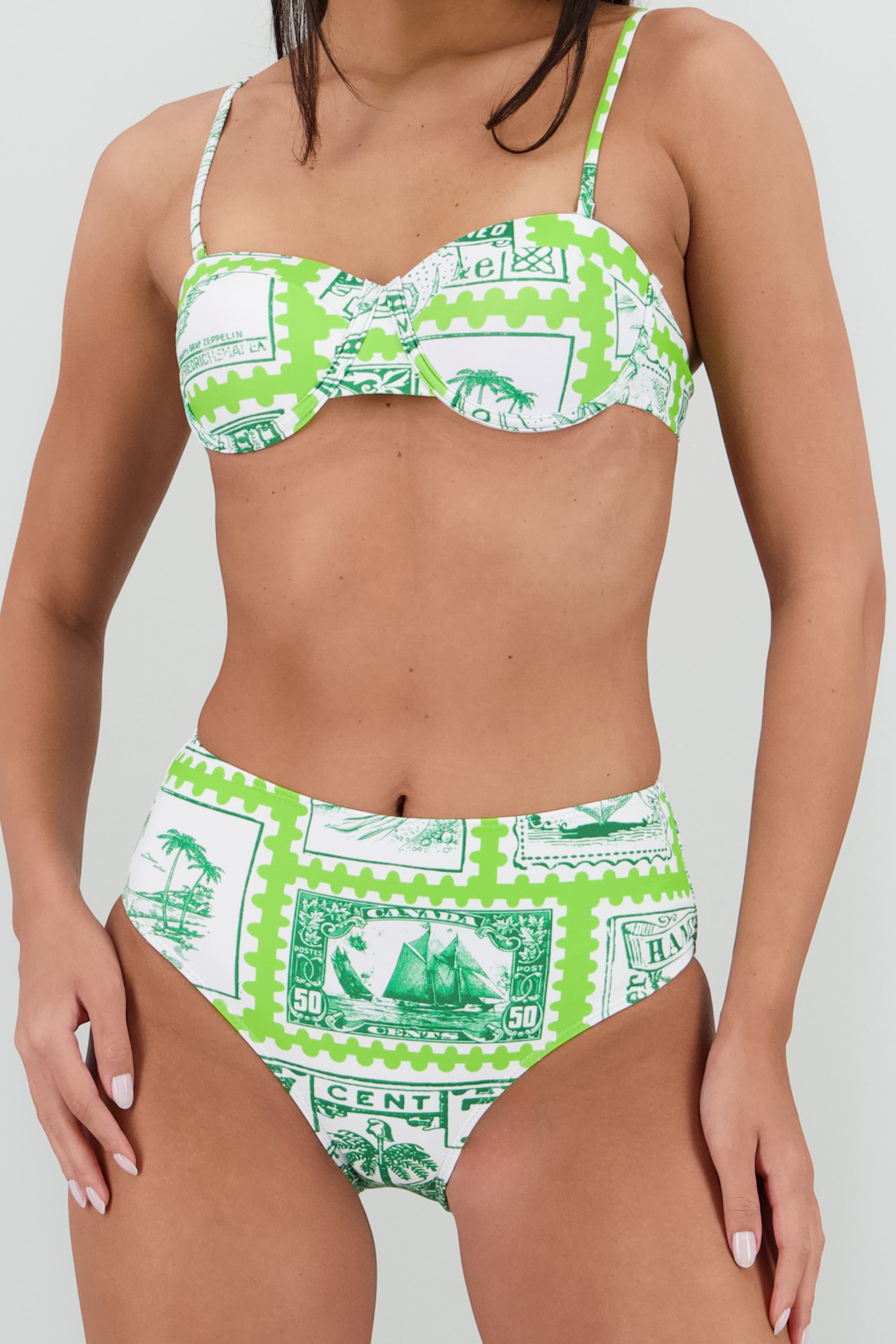 Bikini estampado playa copas VERDE COMBO