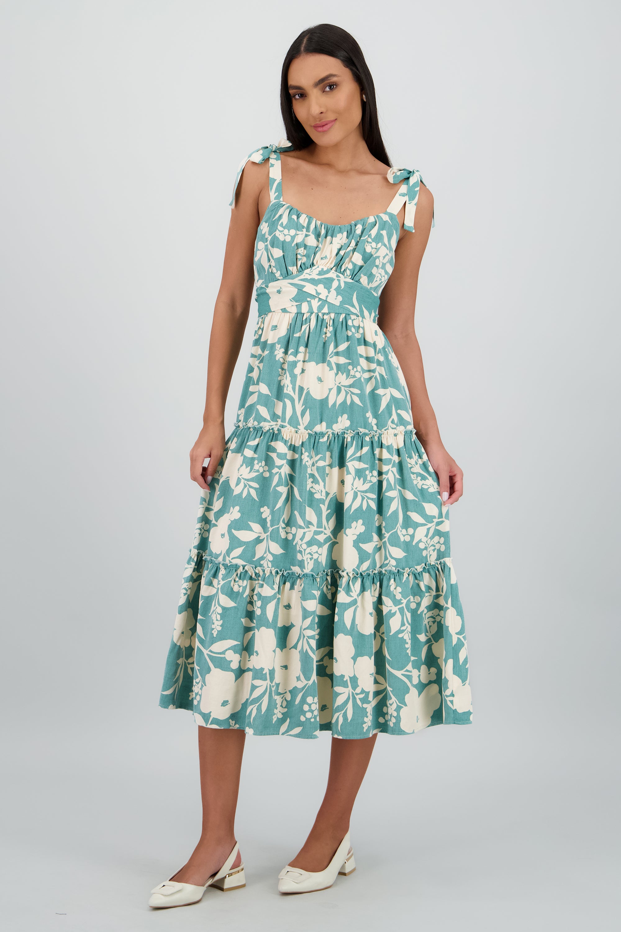 Vestido maxi estampado floral VERDE