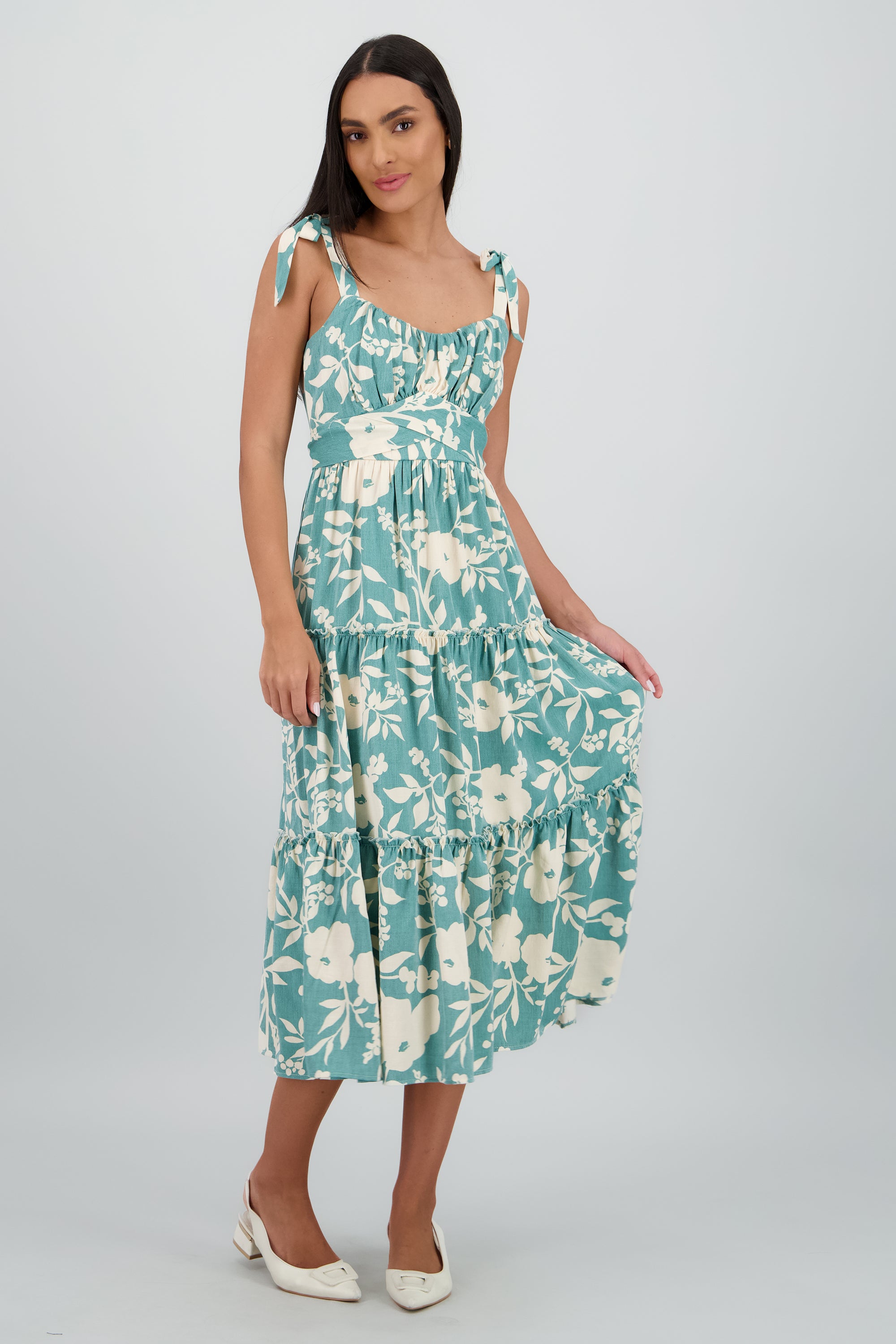 Vestido maxi estampado floral VERDE