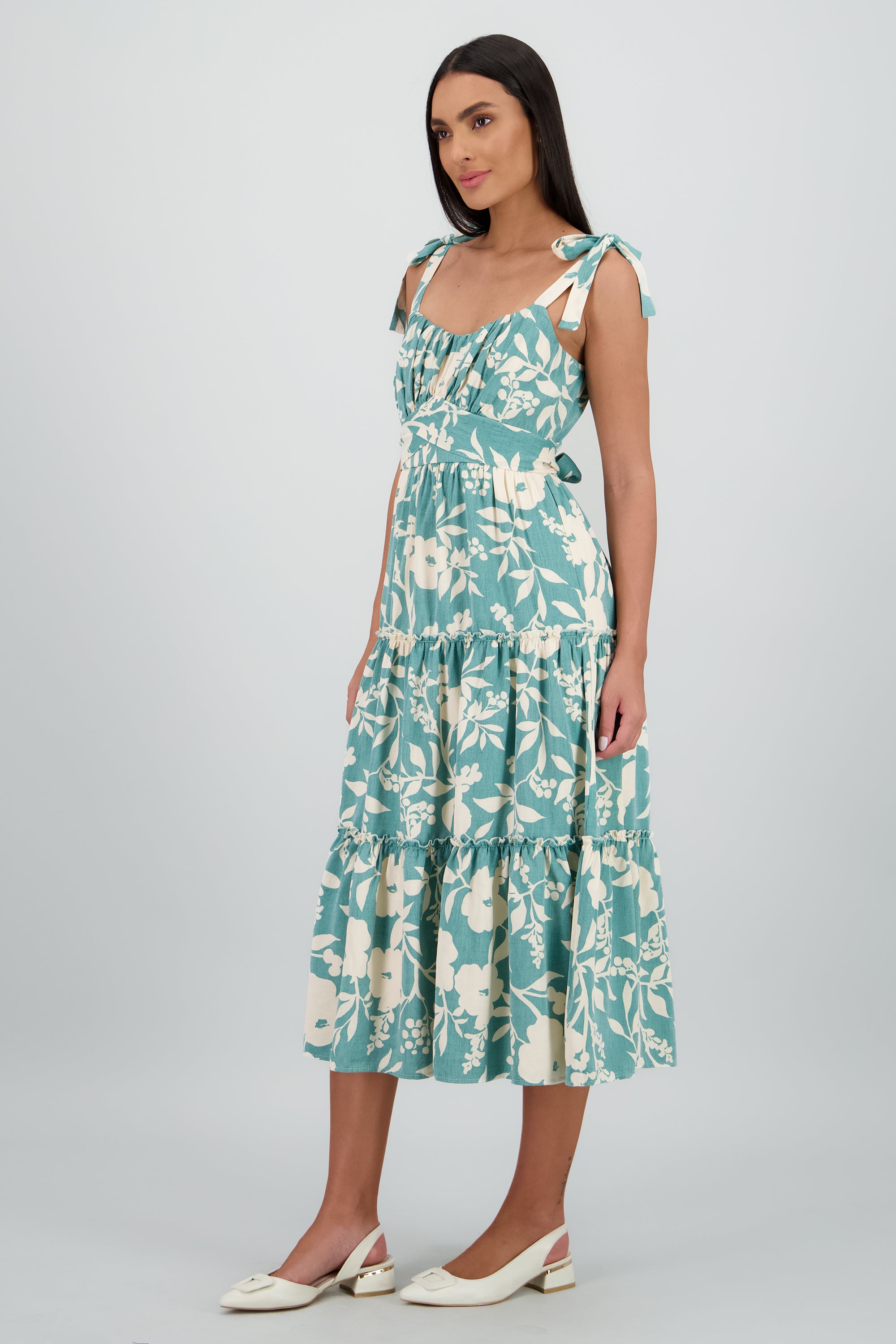 Vestido maxi estampado floral VERDE