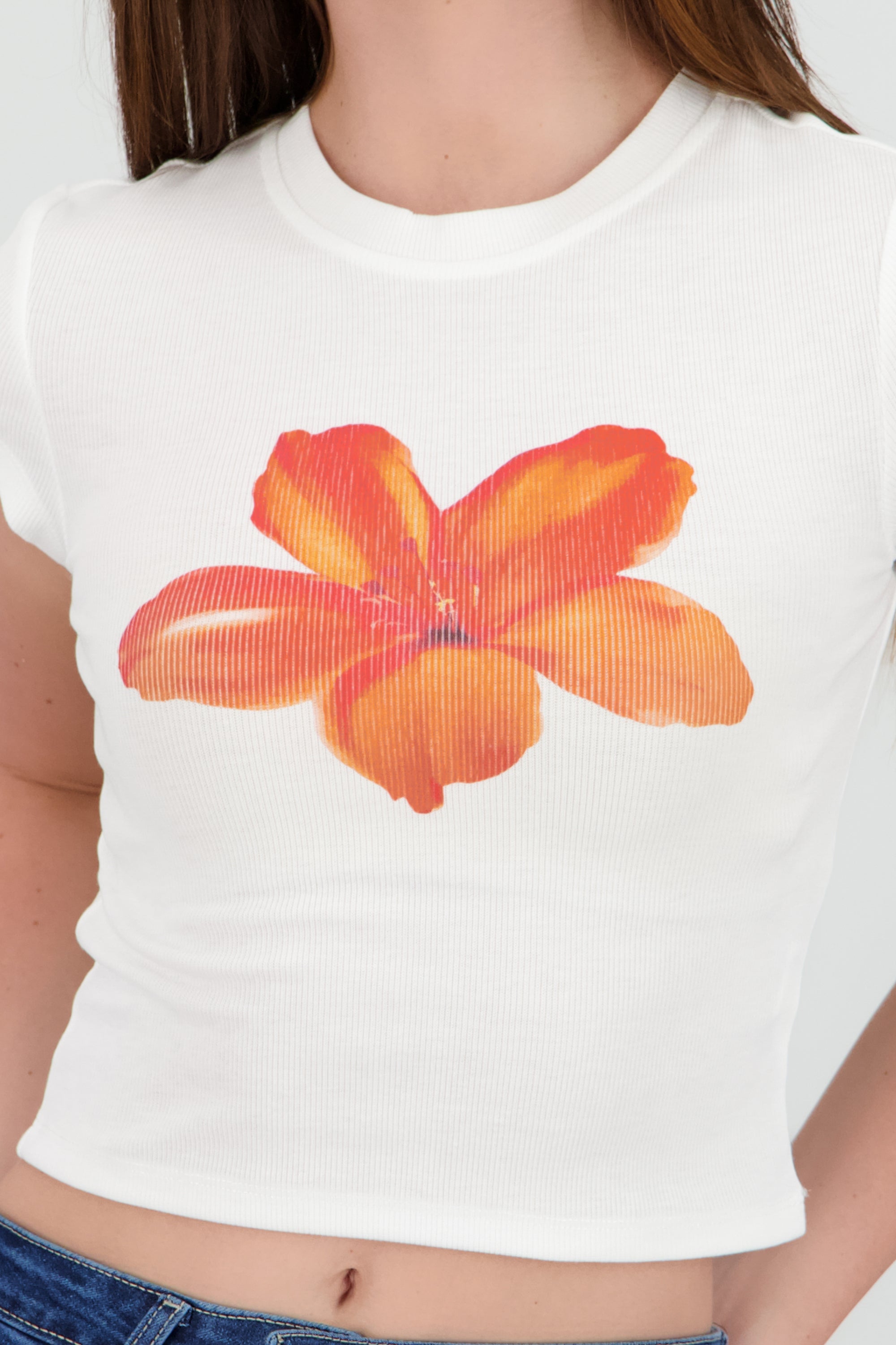 Top flor estampado BLANCO COMBO