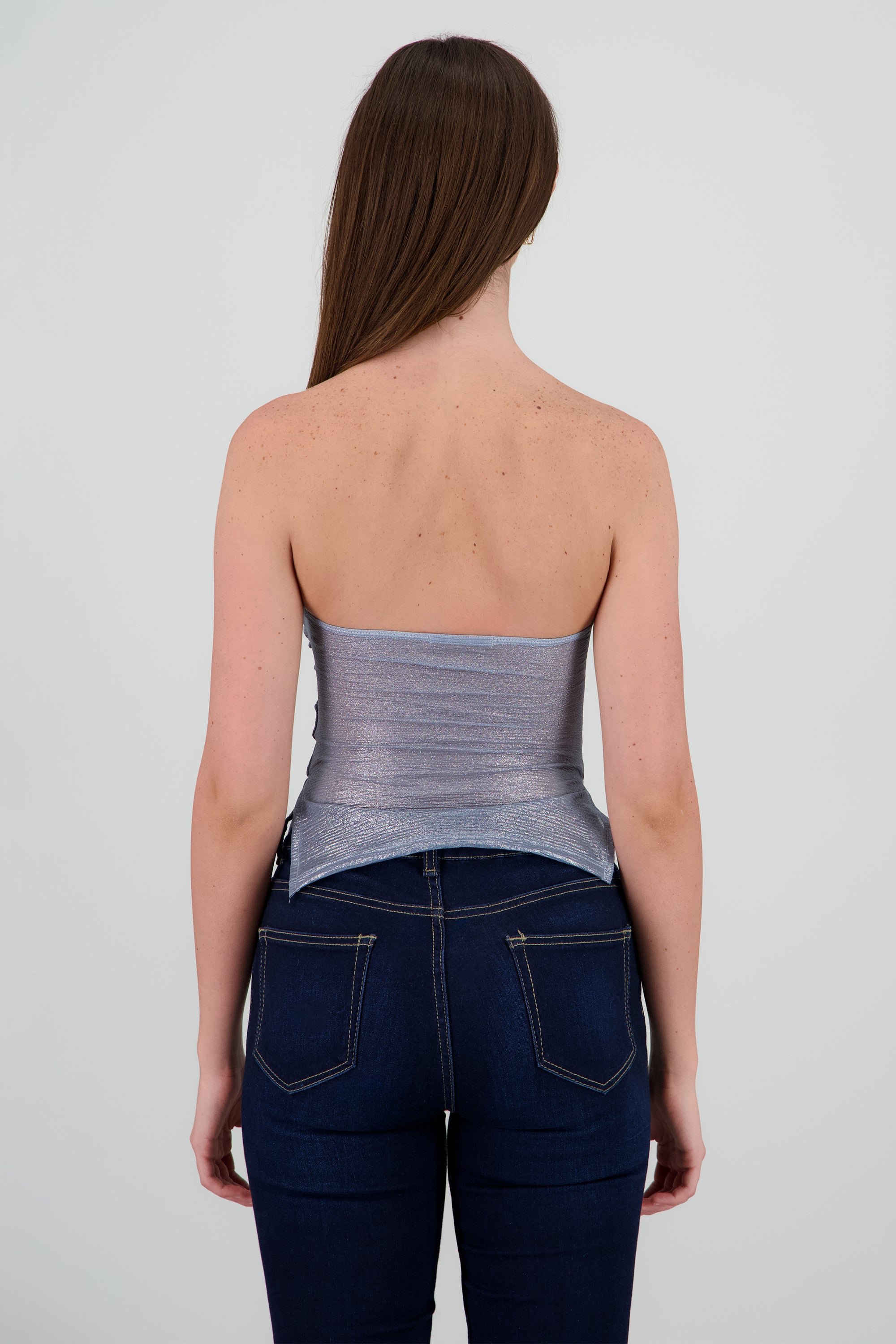 Top tubo brillos AZUL CIELO