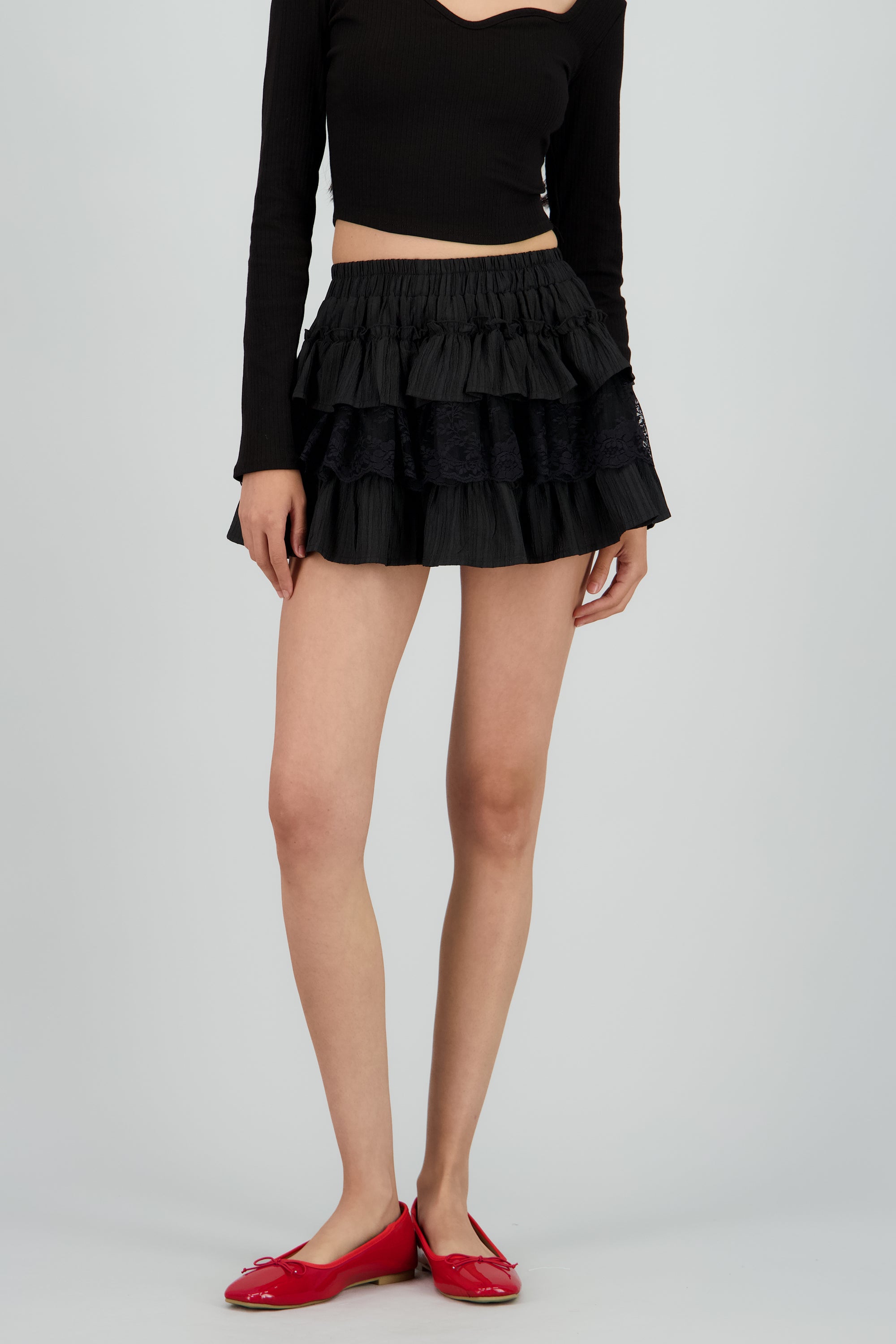 Falda detalle olan de encaje NEGRO