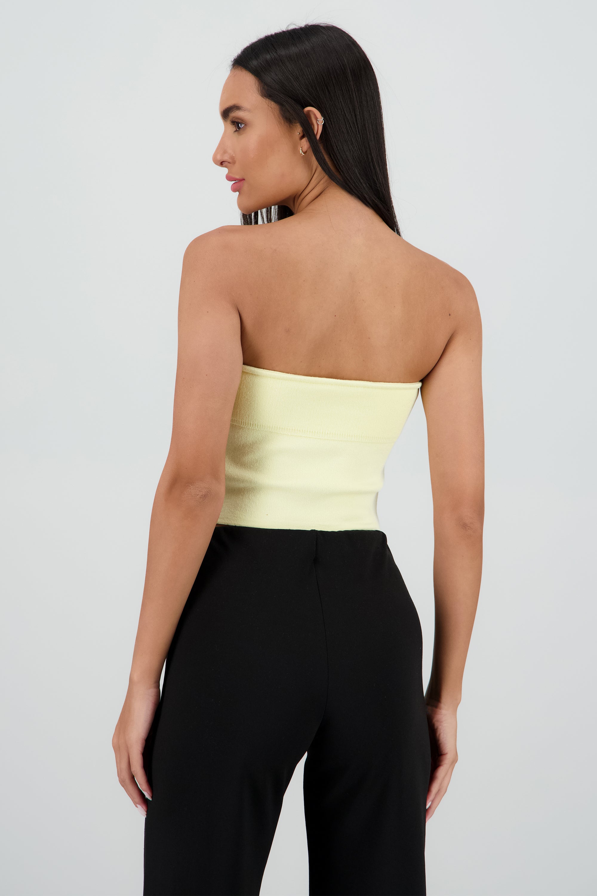 Top strapless crop doblez AMARILLO PASTEL