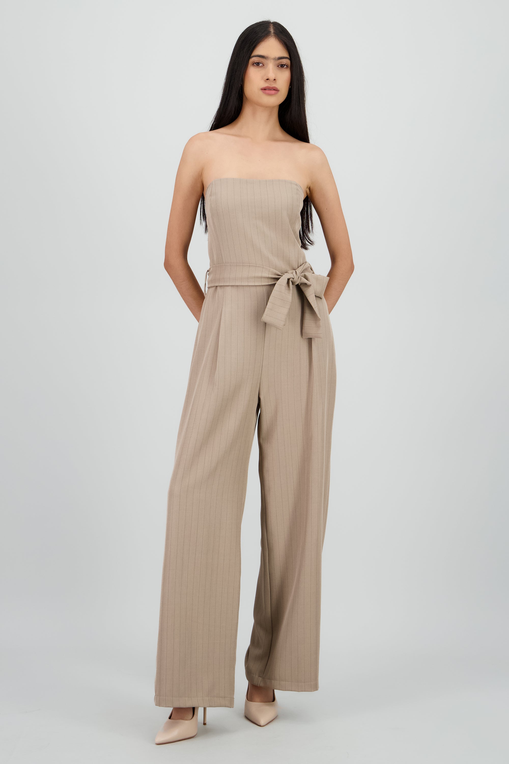Jumpsuit strapples rayas KHAKI COMBO