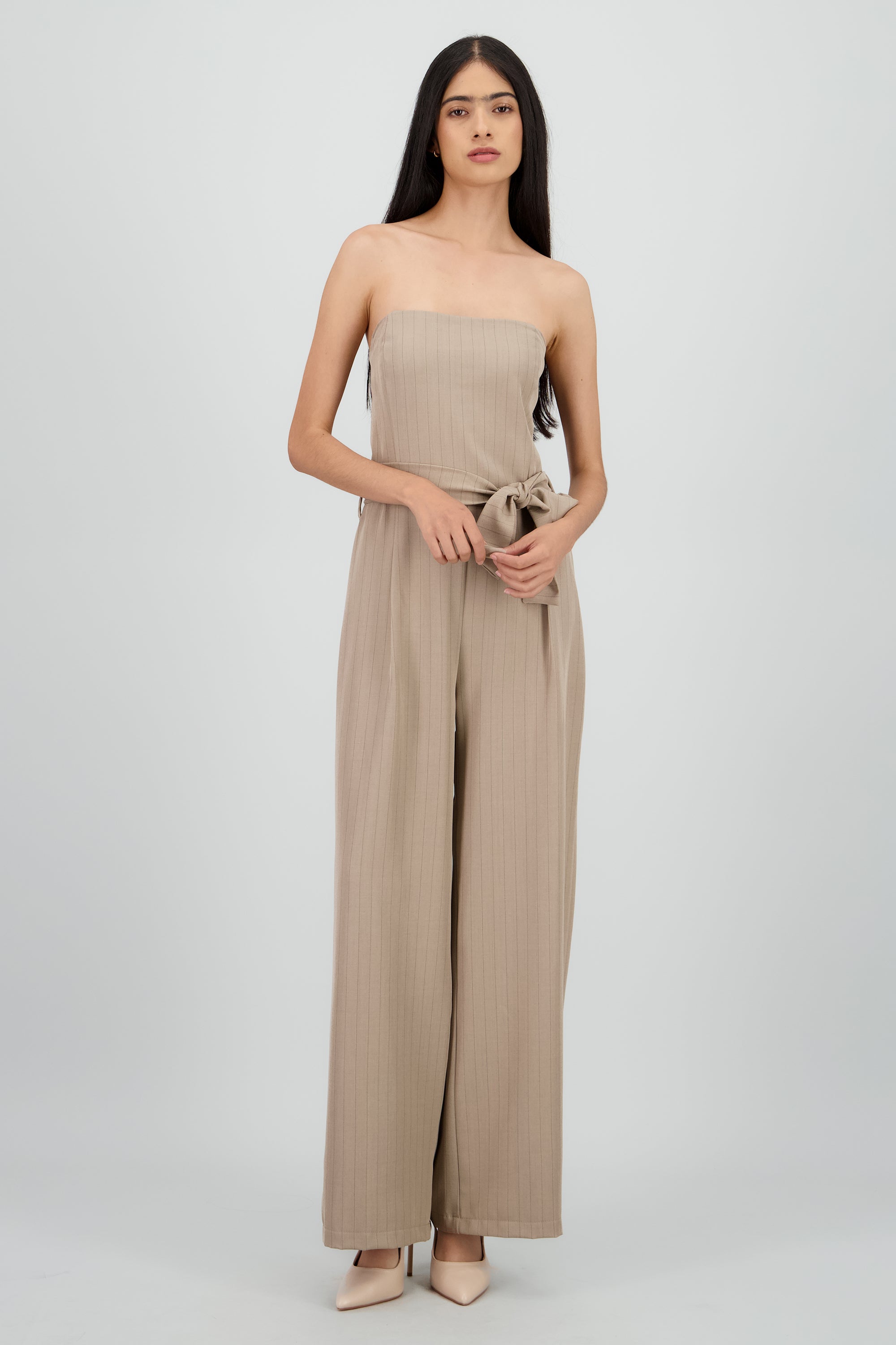 Jumpsuit strapples rayas KHAKI COMBO