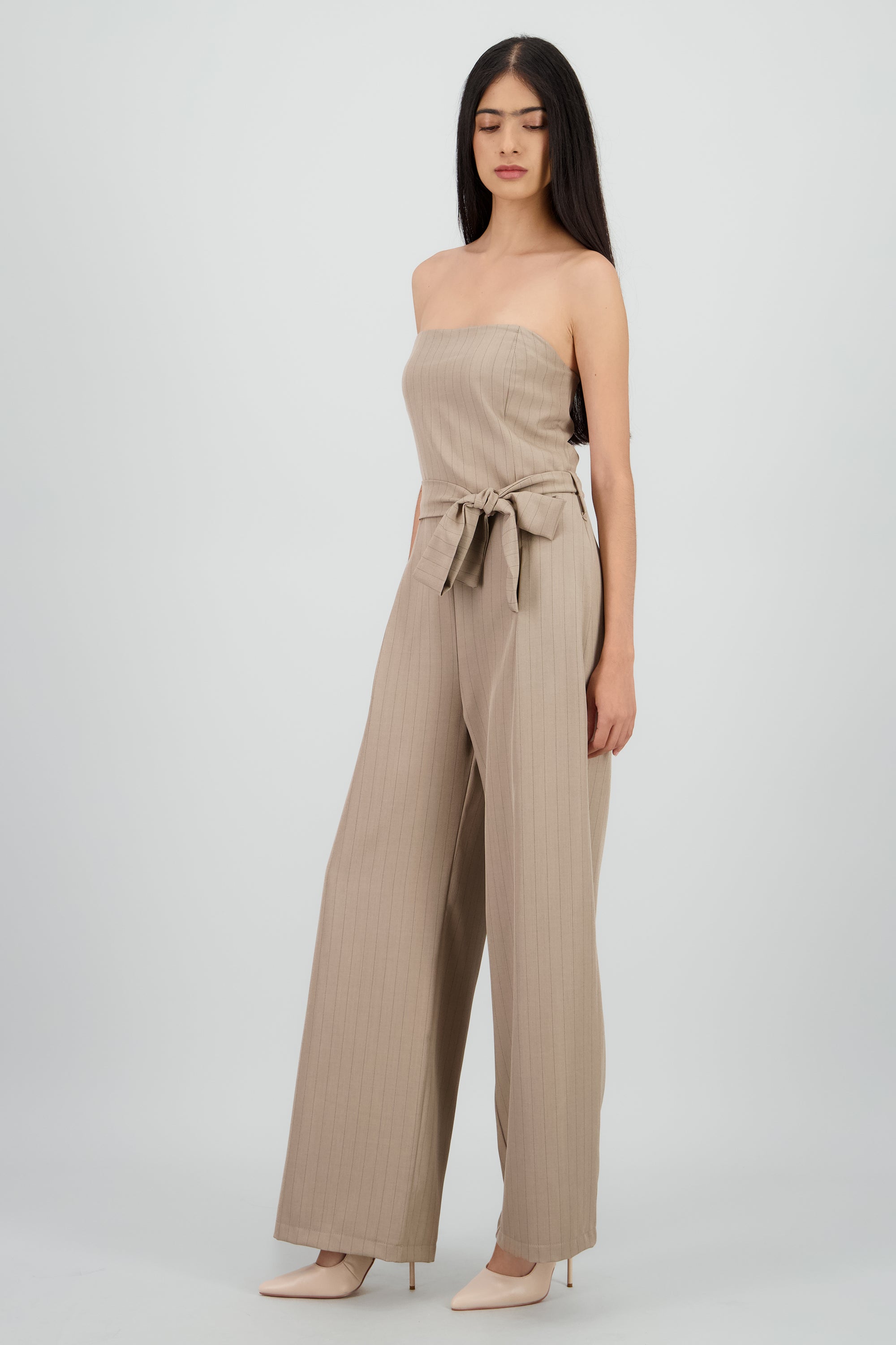 Jumpsuit strapples rayas KHAKI COMBO