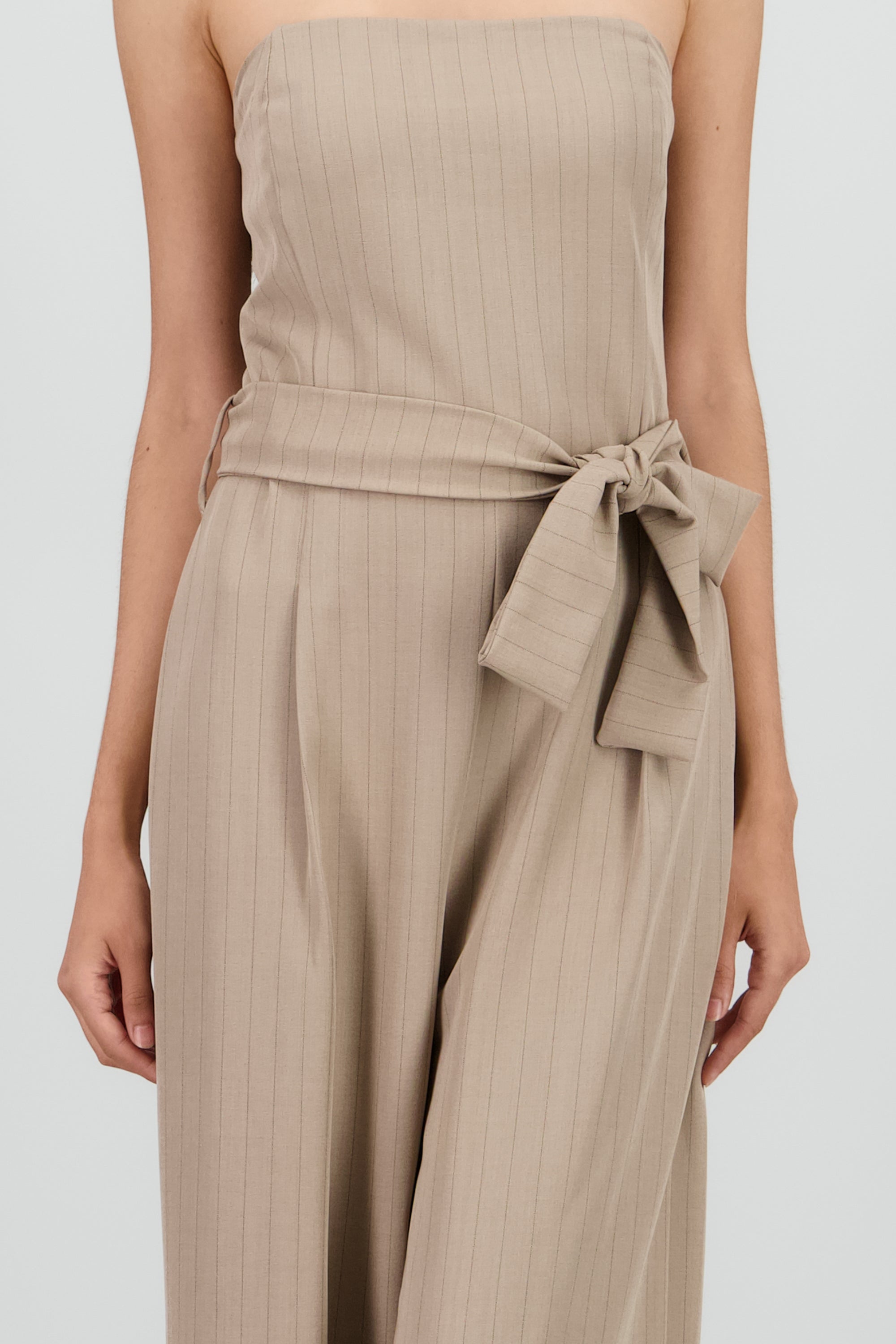 Jumpsuit strapples rayas KHAKI COMBO